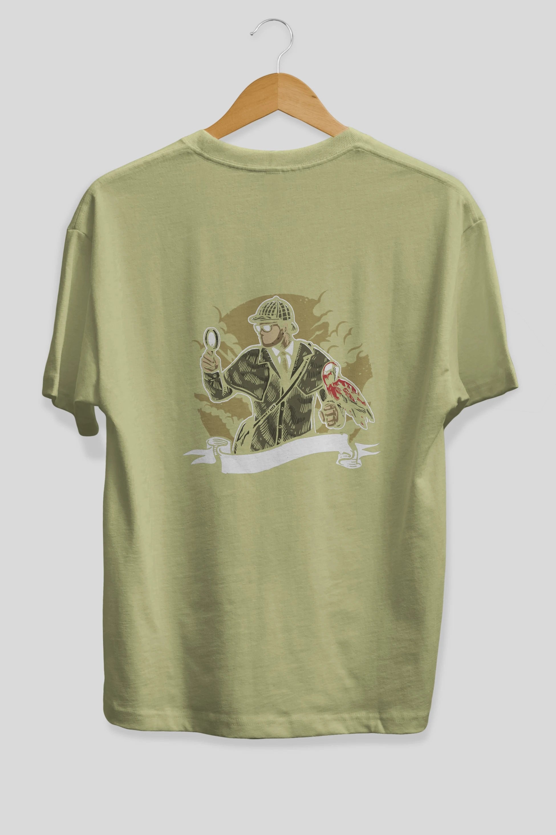 Sherlock Holmes Arka Baskılı Oversize t-shirt Erkek Kadın Unisex %100 Pamuk