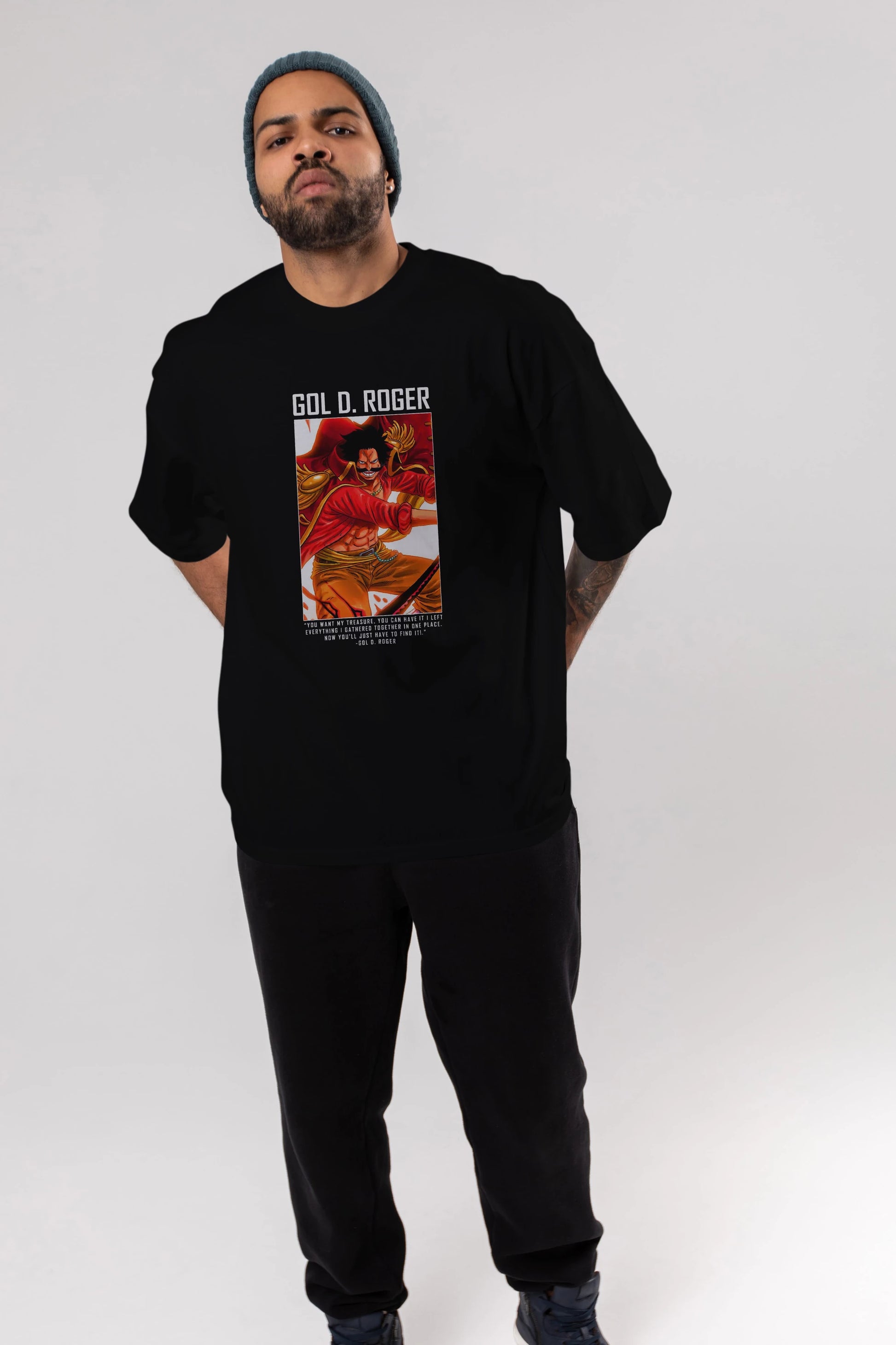 Gol D. Roger Anime Ön Baskılı Oversize t-shirt Erkek Kadın Unisex
