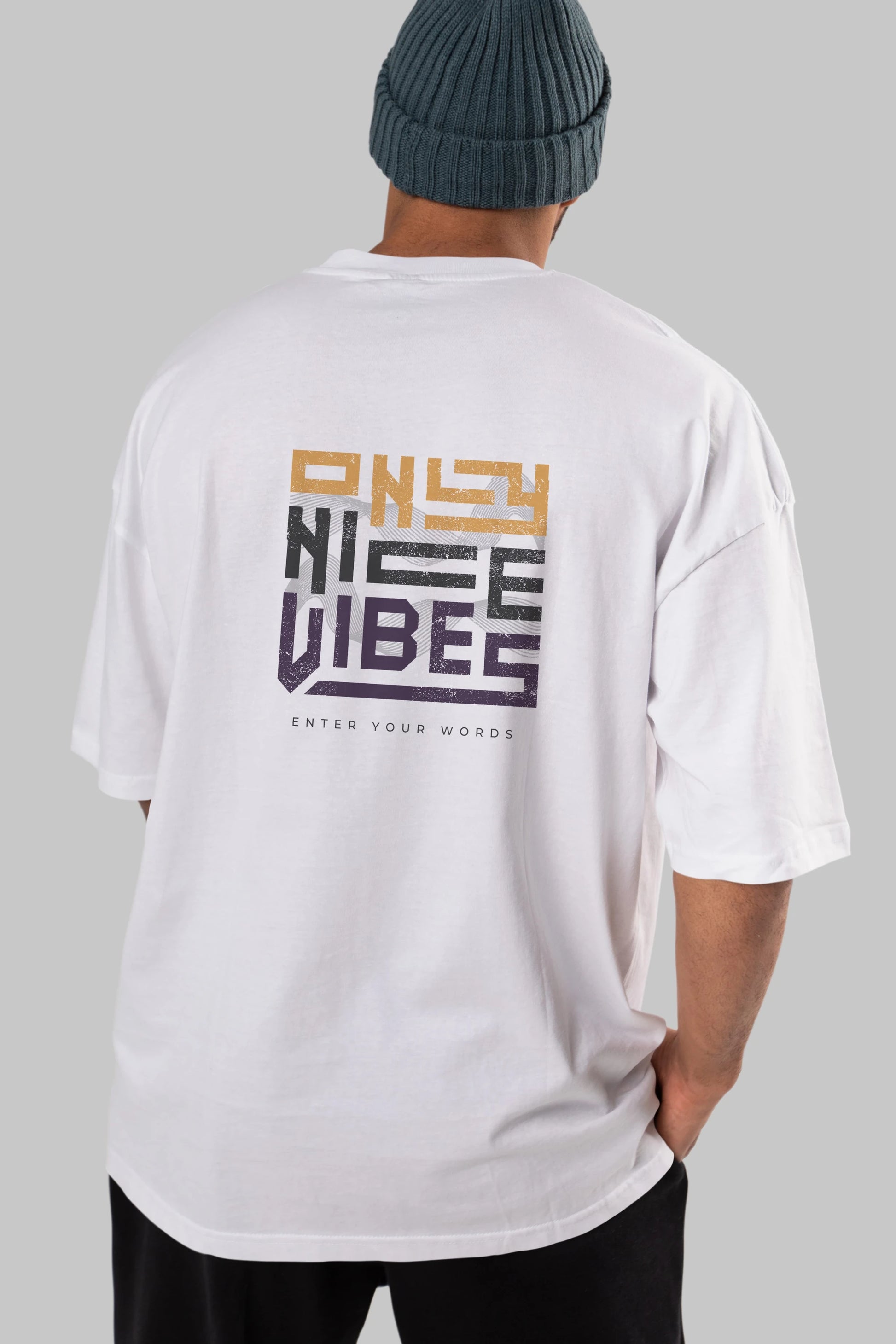 Only Nice Vibes Arka Baskılı Oversize t-shirt Erkek Kadın Unisex