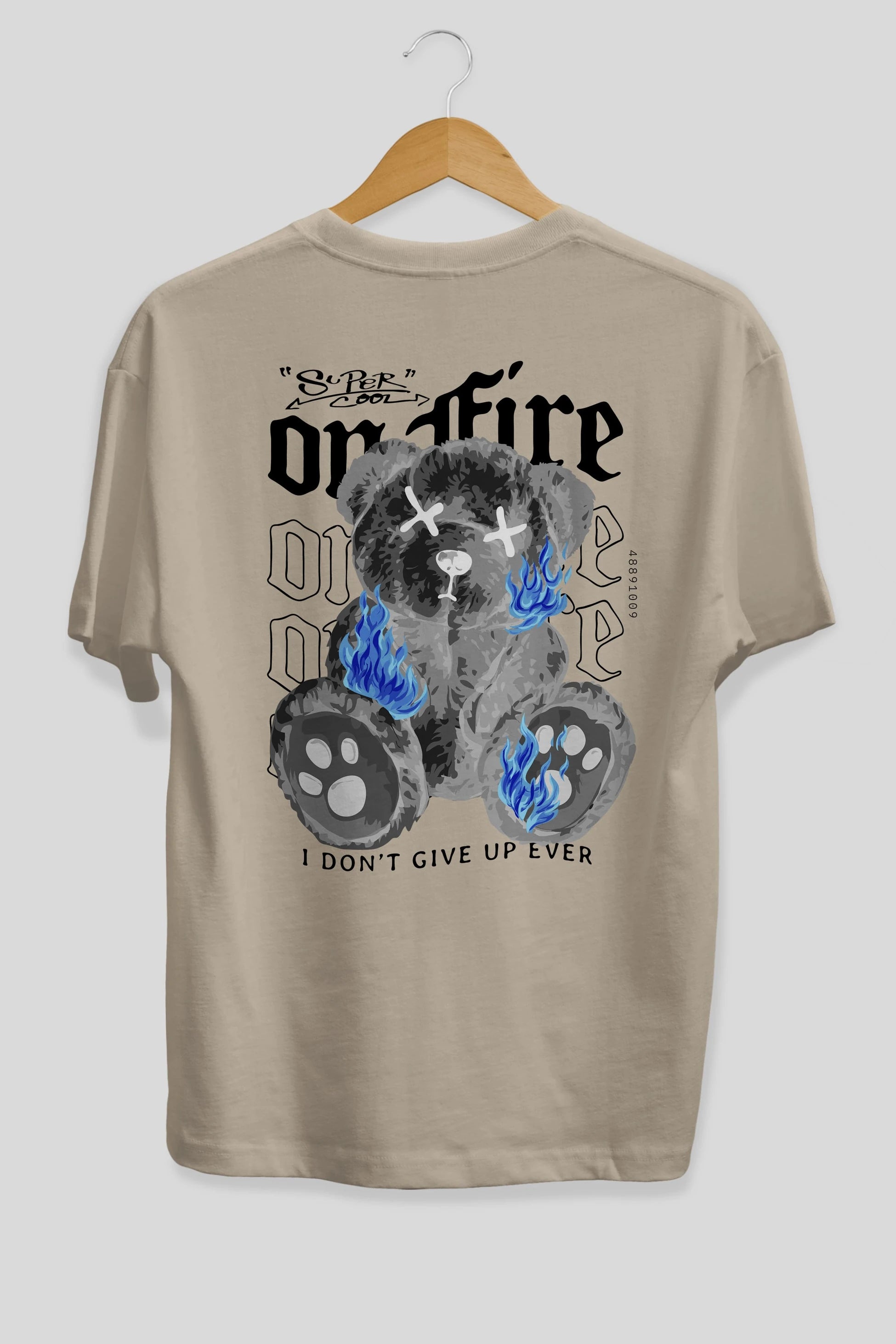 Teddy Bear On Fire Arka Baskılı Oversize t-shirt Erkek Kadın Unisex