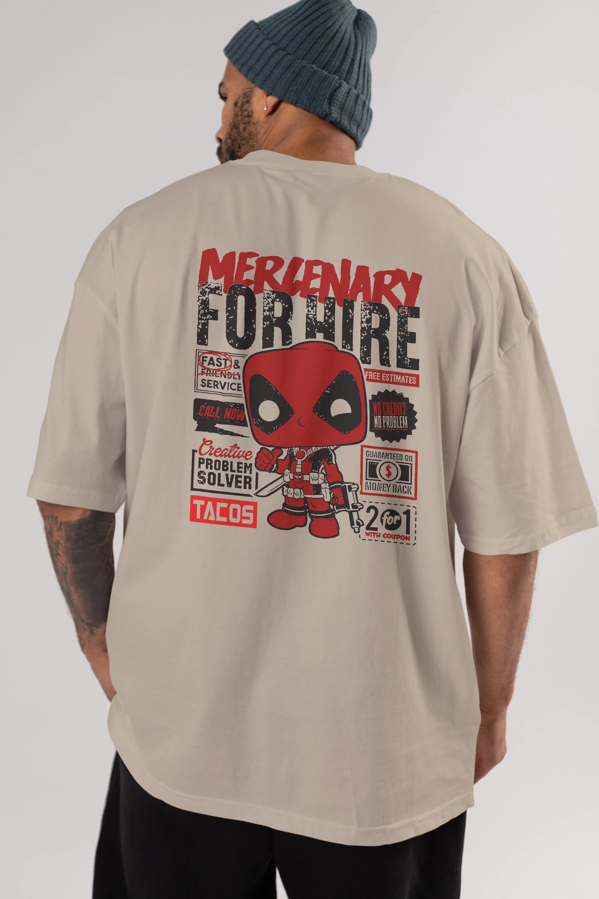 Deadpool (18) Arka Baskılı Oversize t-shirt Erkek Kadın Unisex %100 Pamuk Bisiklet Yaka tişort