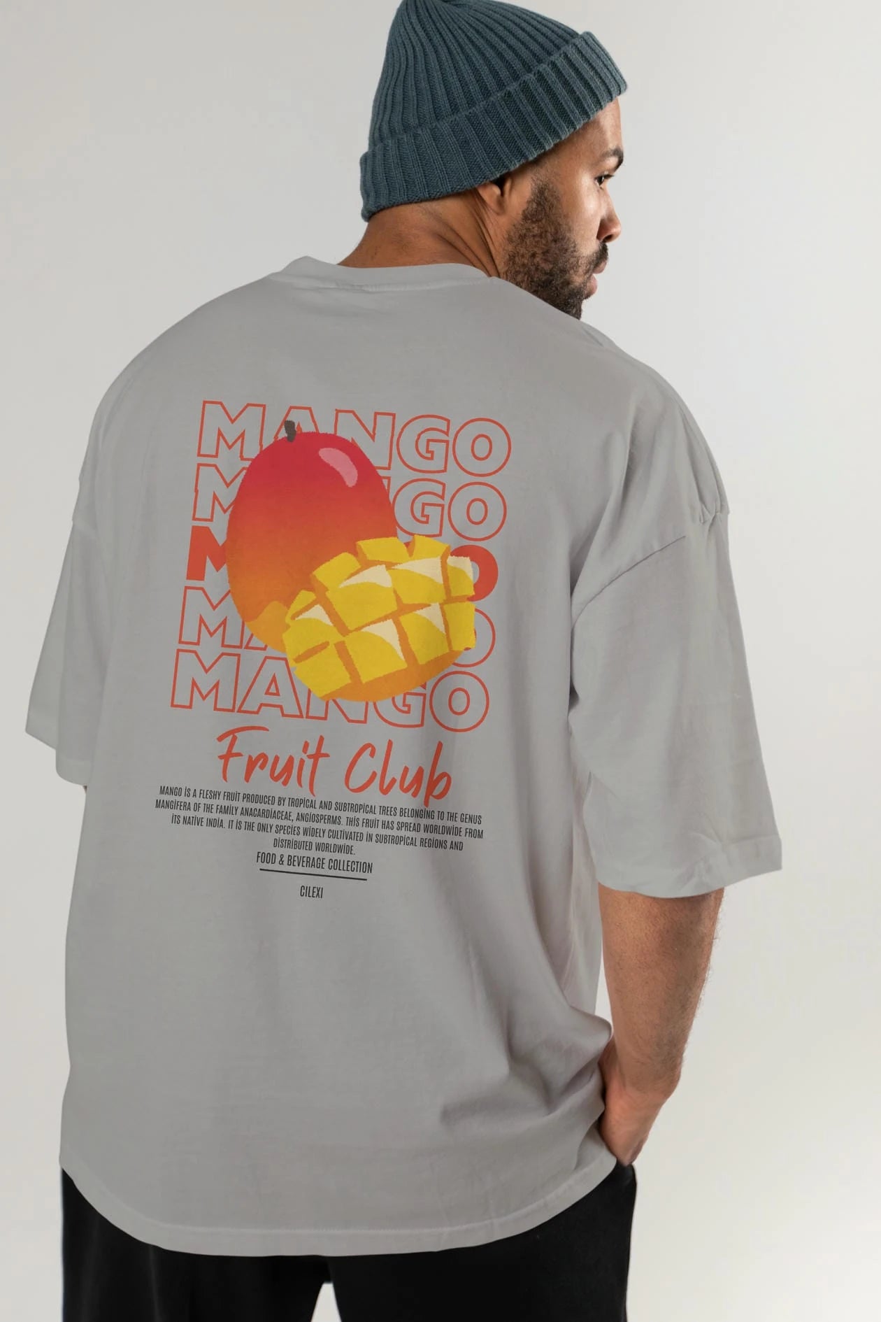Mango Arka Baskılı Oversize t-shirt Erkek Kadın Pamuk Bisiklet Yaka tişort