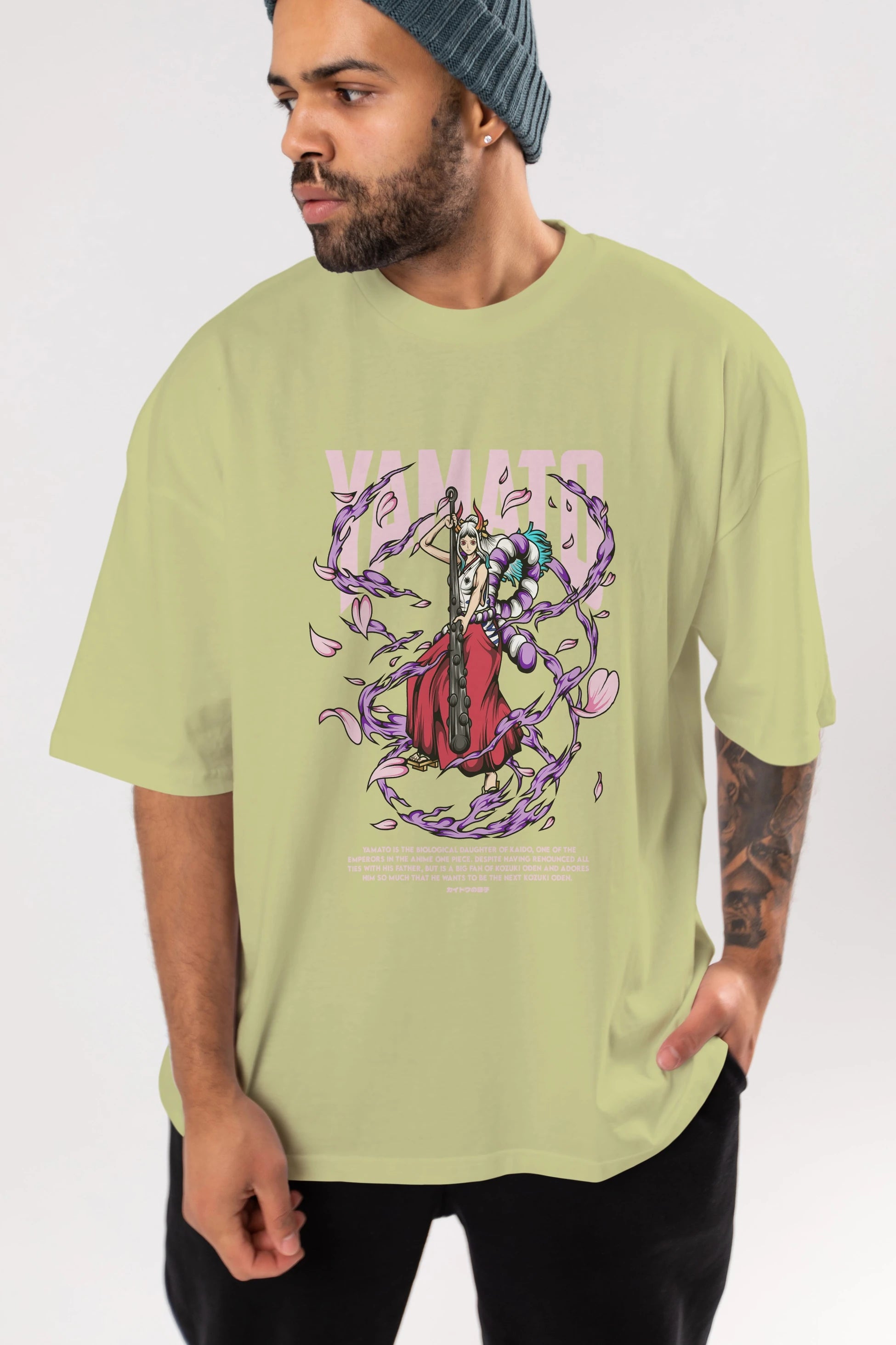 Yamato Anime Ön Baskılı Oversize t-shirt %100 pamuk Erkek Kadın Unisex