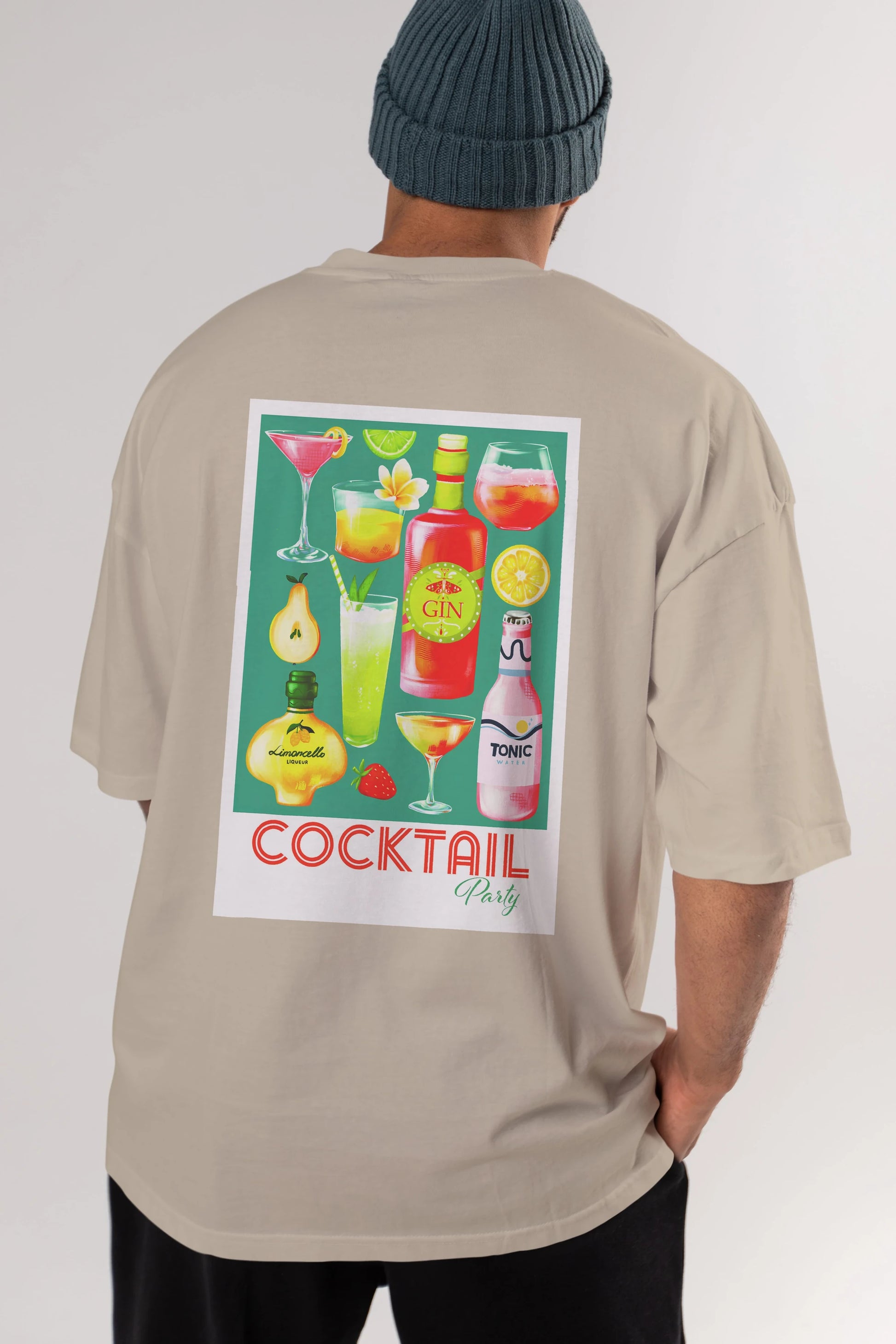 Cocktail Party 2 Arka Baskılı Oversize t-shirt Erkek Kadın Unisex %100 Pamuk Bisiklet Yaka tişort