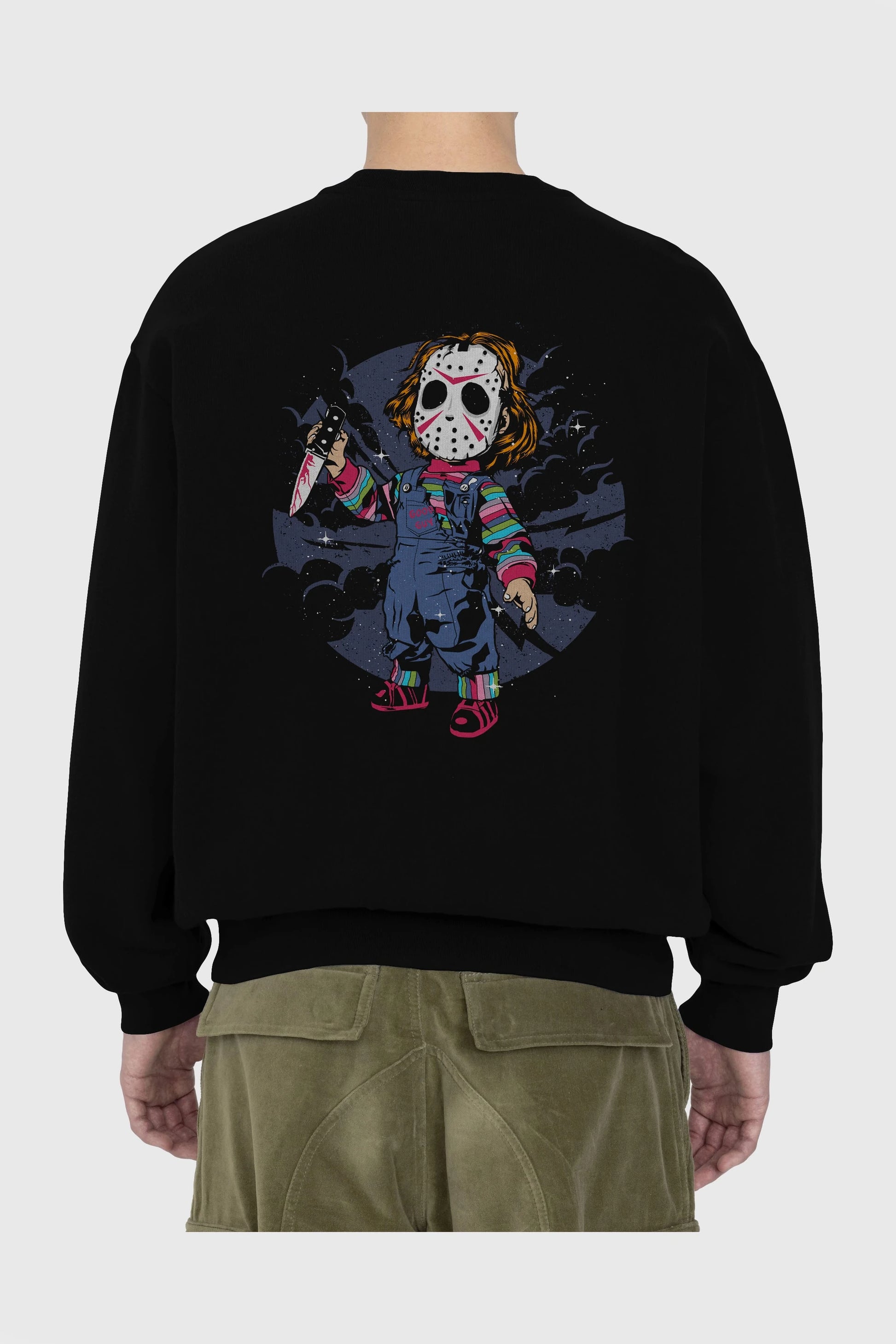 Chucky Arka Baskılı Oversize Sweatshirt Erkek Kadın Unisex