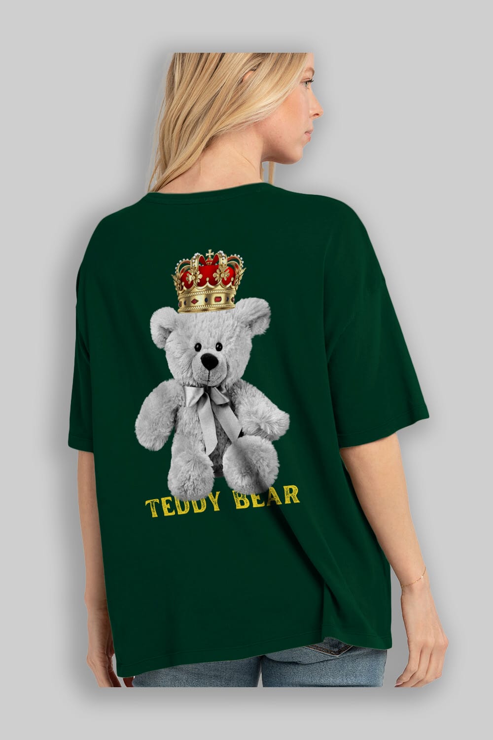 Teddy Bear Arka Baskılı Oversize t-shirt Erkek Kadın Unisex