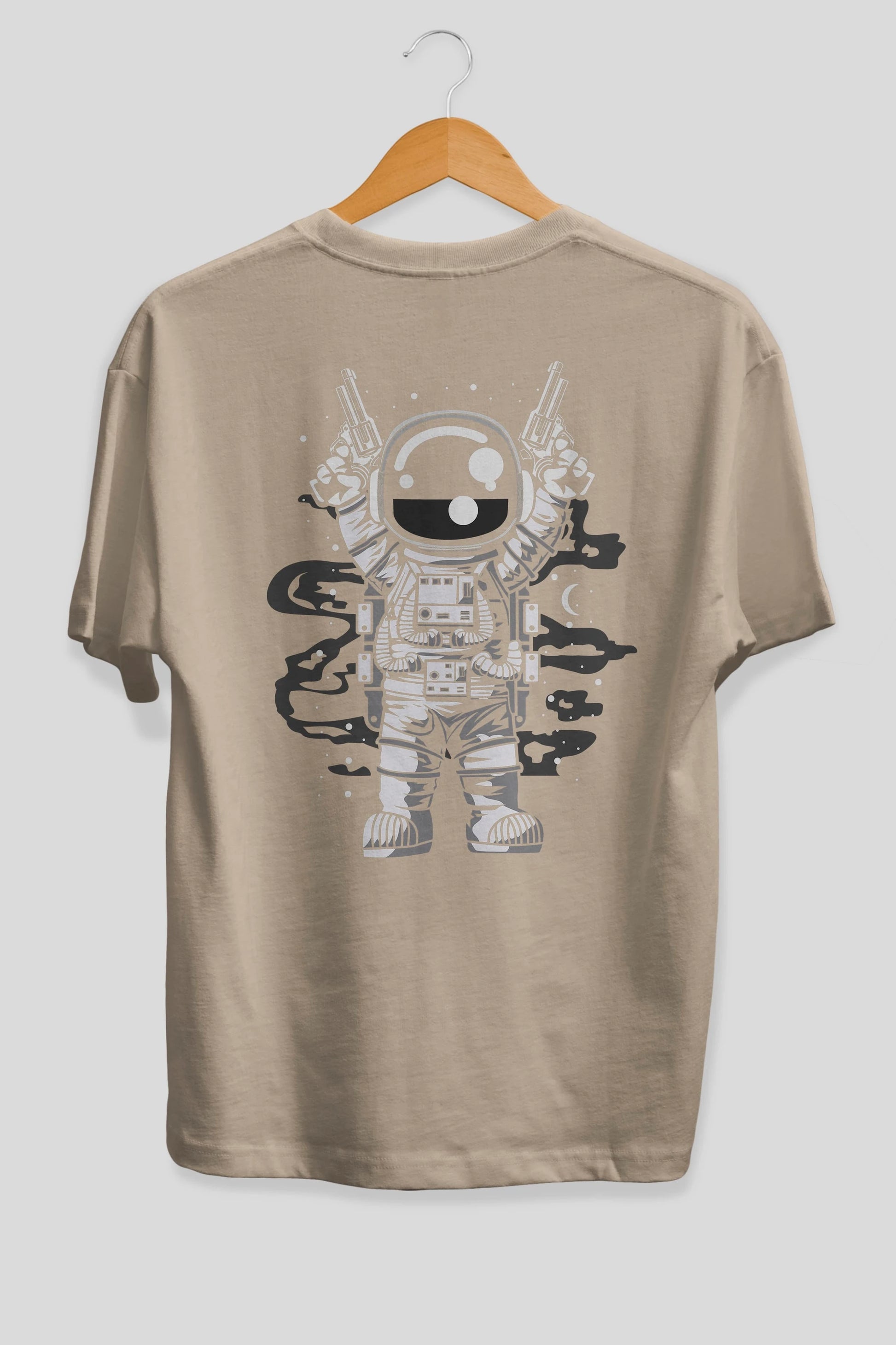 Astronaut Gun Arka Baskılı Oversize t-shirt Erkek Kadın Unisex