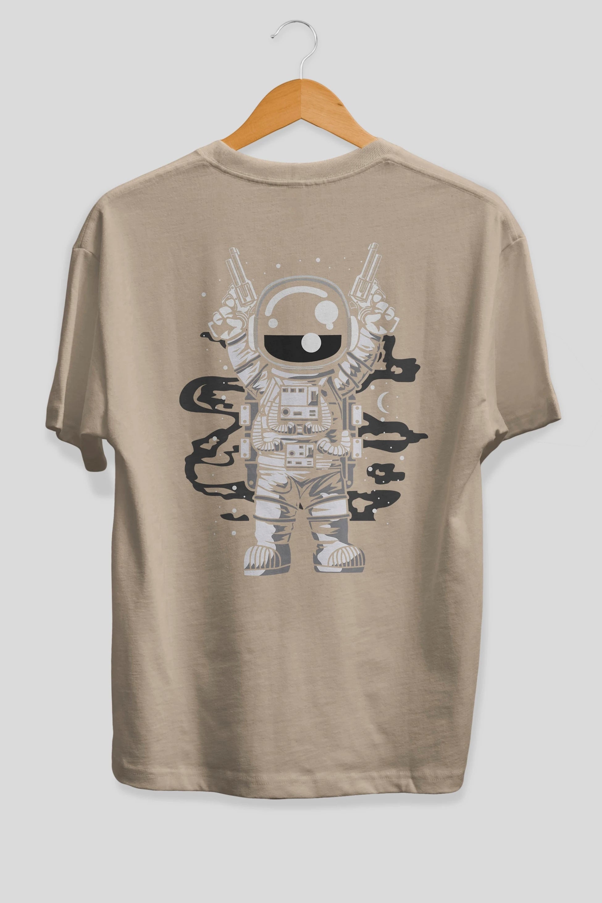 Astronaut Gun Arka Baskılı Oversize t-shirt Erkek Kadın Unisex