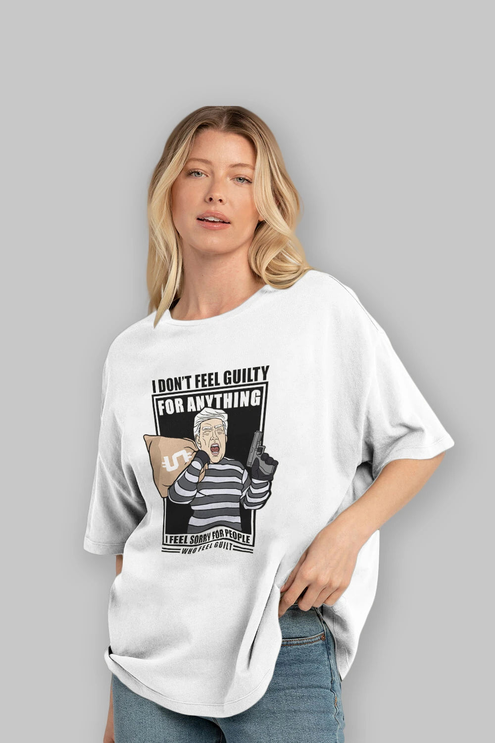Criminal Trump Ön Baskılı Oversize t-shirt Erkek Kadın Unisex %100 Pamuk tişort