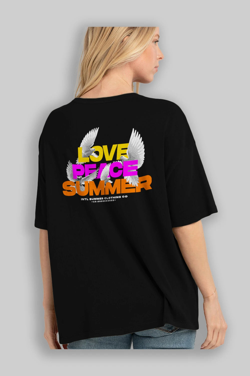 Love Peace Summer Arka Baskılı Oversize t-shirt Erkek Kadın Unisex
