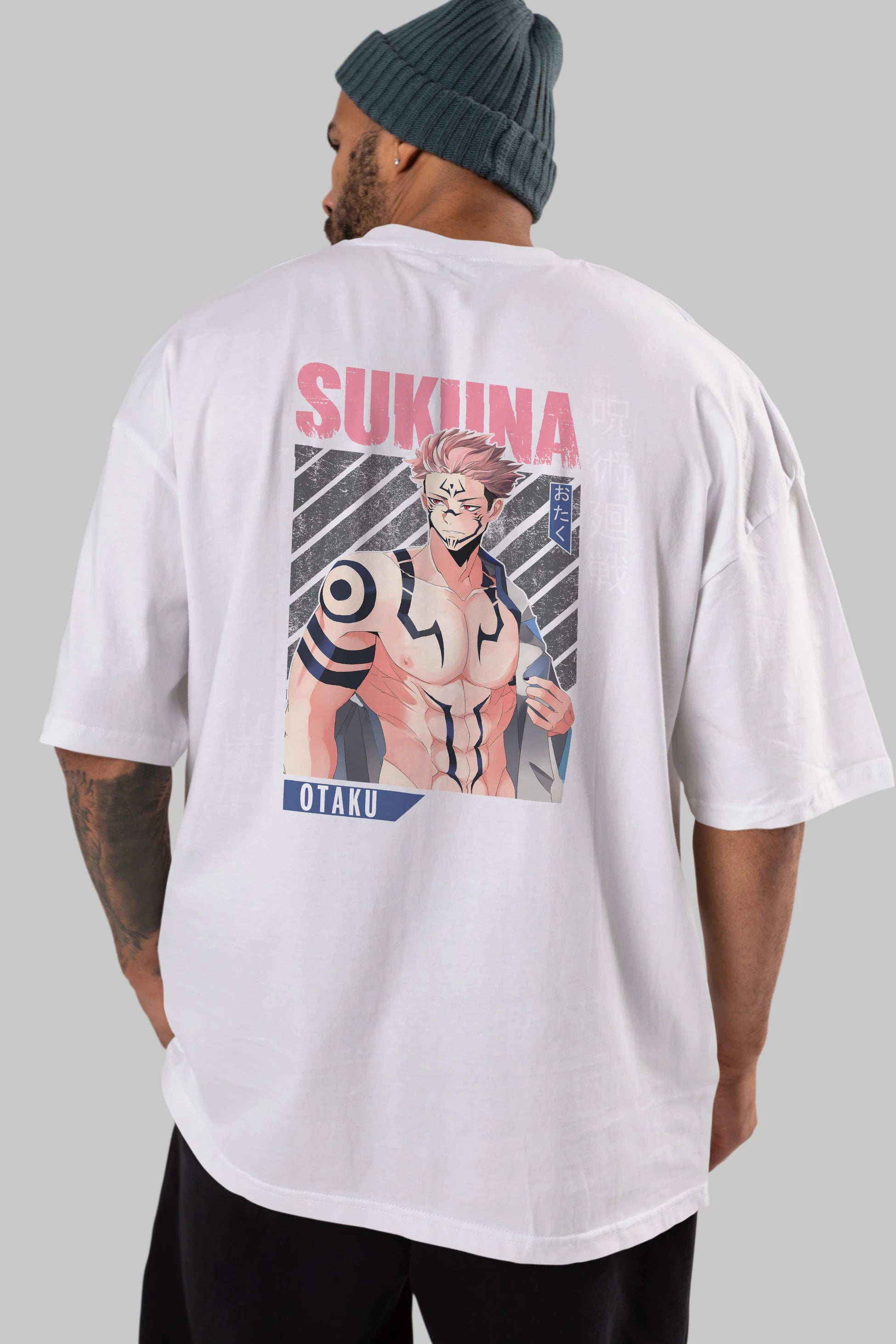 Sukuna Ryoumen 1 Anime Arka Baskılı Oversize t-shirt Erkek Kadın Unisex