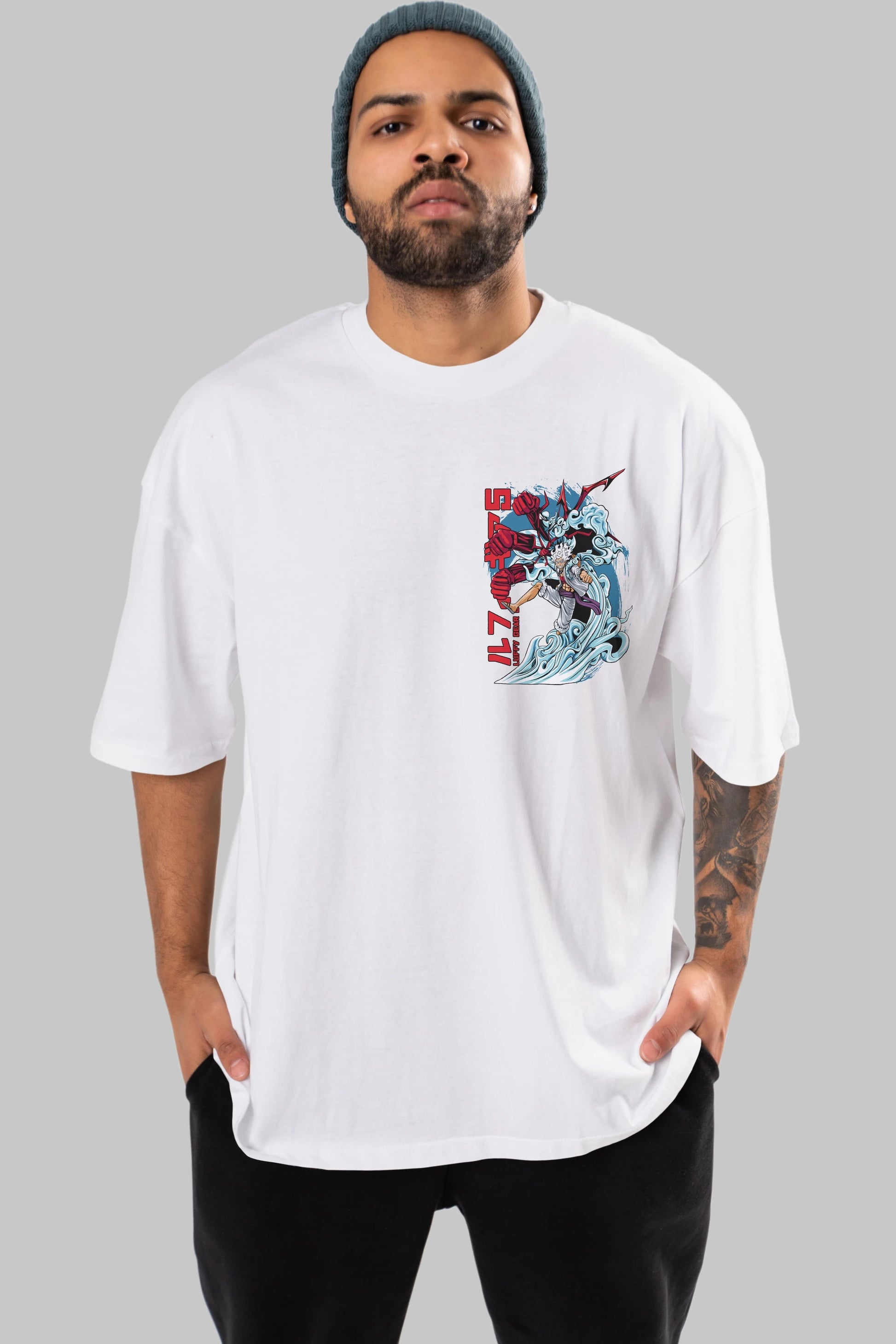 MONKEY D. LUFFY GEAR5 2 Ön Sol Baskılı Oversize t-shirt Erkek Kadın Unisex %100 Pamuk Bisiklet Yaka tişort