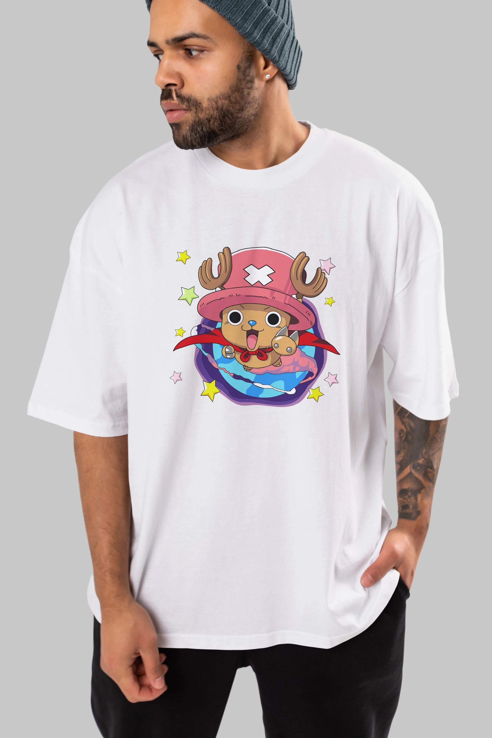 Tony Tony Chopper Anime Ön Baskılı Oversize t-shirt Erkek Kadın Unisex