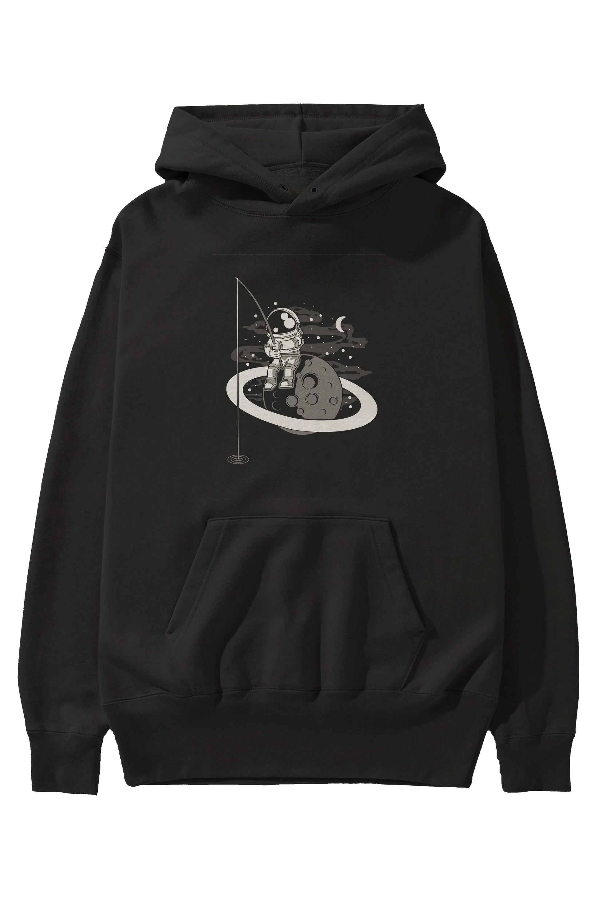 Astronaut  Fishing Ön Baskılı Hoodie Oversize Kapüşonlu Sweatshirt Erkek Kadın Unisex