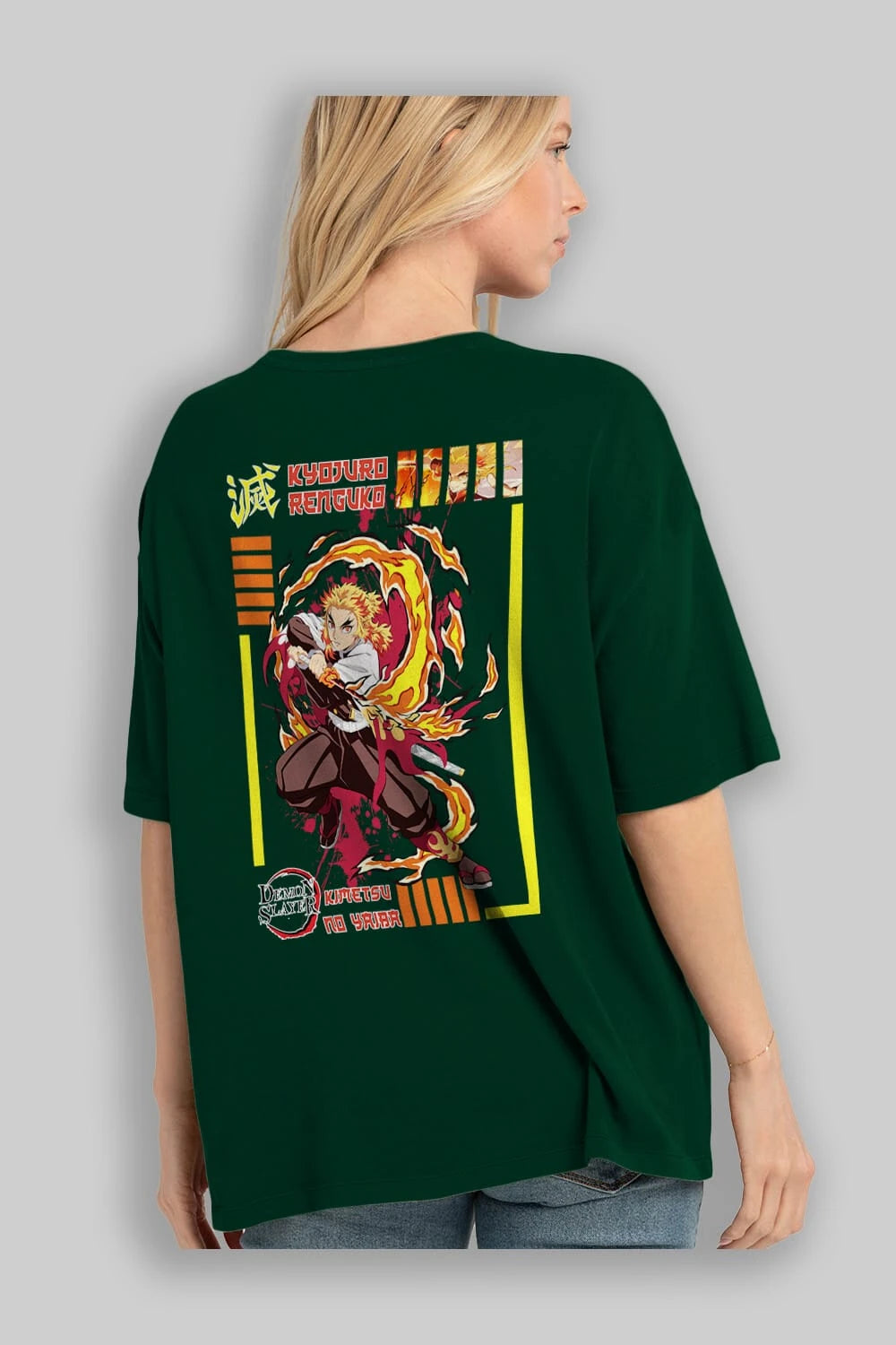 KYOJURO RENGOKU Anime Arka Baskılı Oversize t-shirt Erkek Kadın Unisex