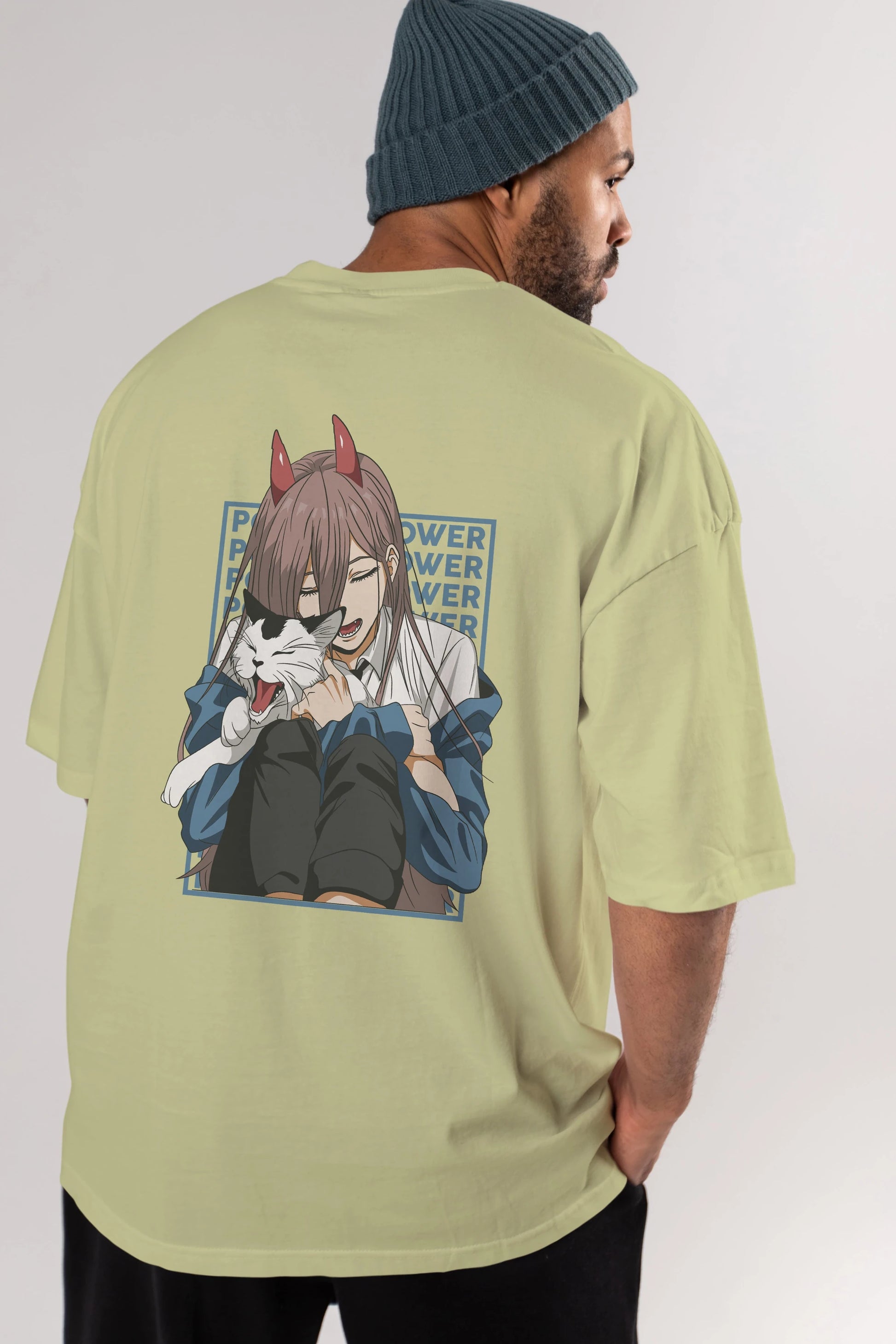 POWER CHAINSAWMAN Anime Arka Baskılı Oversize t-shirt Erkek Kadın Unisex