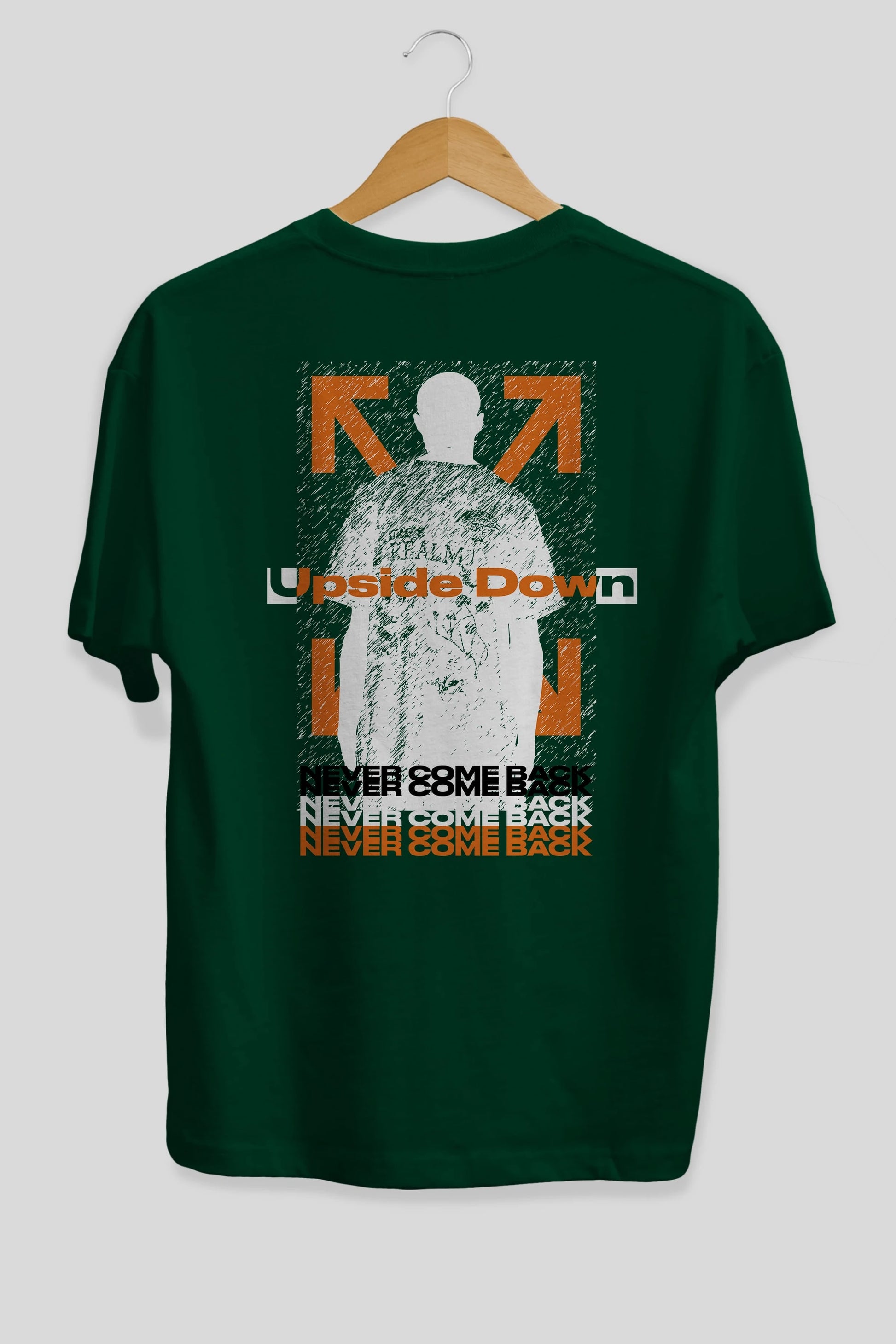 Upside Down Arka Baskılı Oversize t-shirt Erkek Kadın Unisex