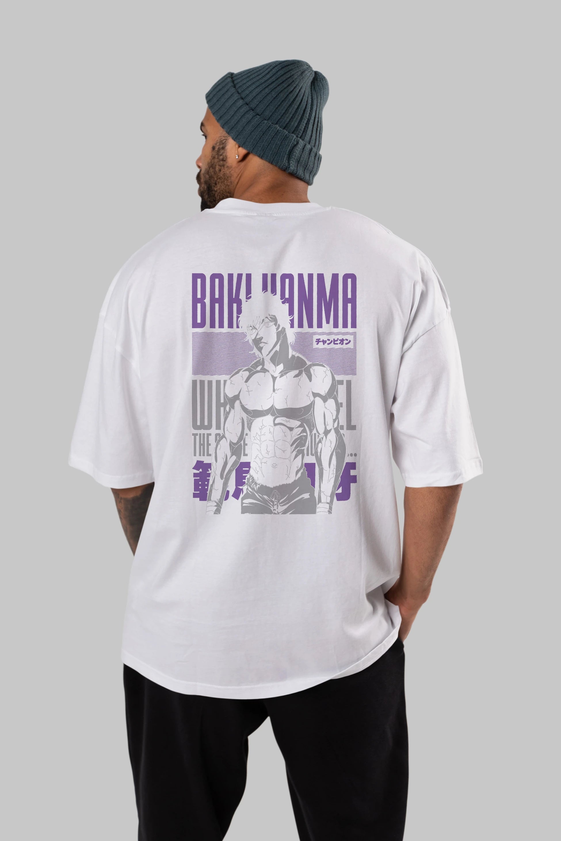 BAKI HANMA (2) Anime Arka Baskılı Oversize t-shirt Erkek Kadın Unisex
