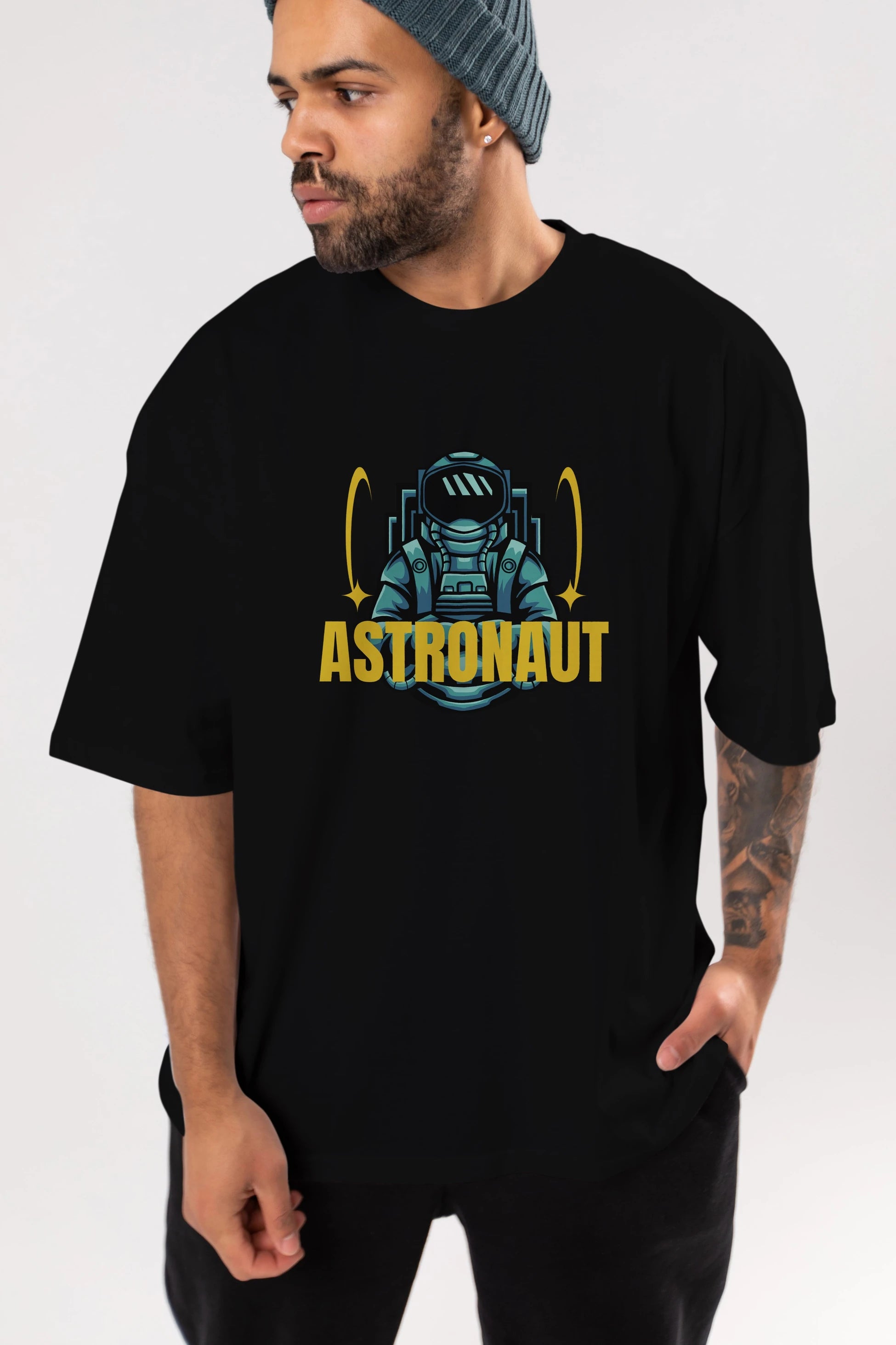 Astronaut Ön Baskılı Oversize t-shirt Erkek Kadın Unisex