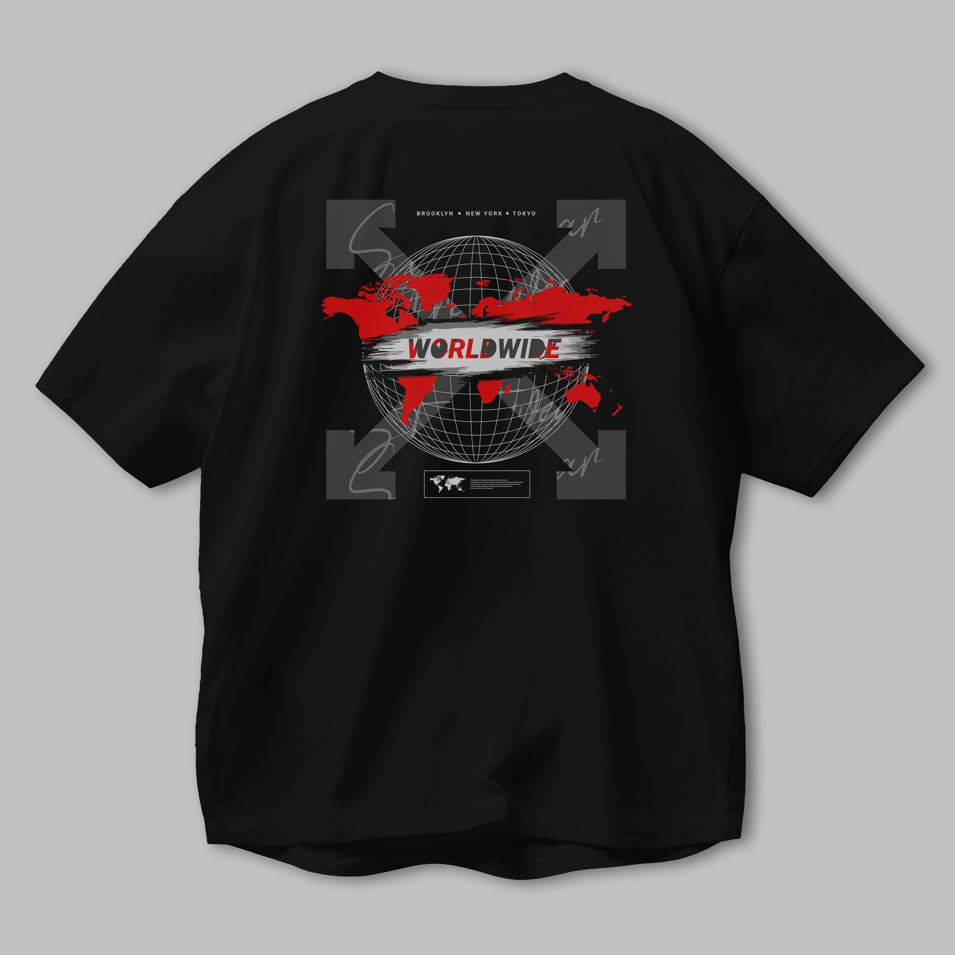 Worldwide Style Arka Baskılı Oversize t-shirt Erkek Kadın Unisex