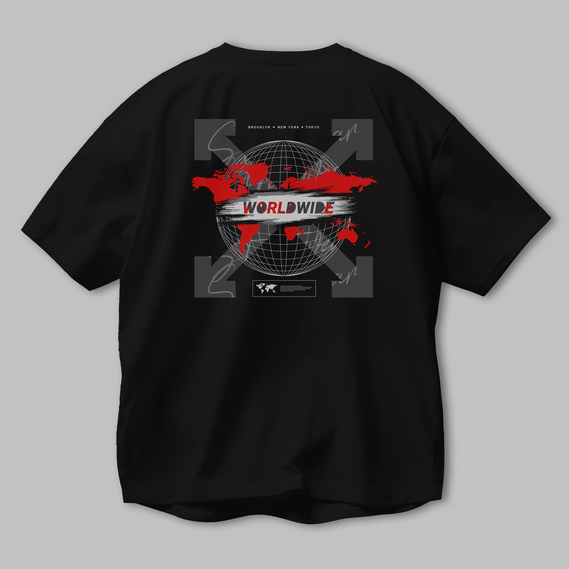 Worldwide Style Arka Baskılı Oversize t-shirt Erkek Kadın Unisex