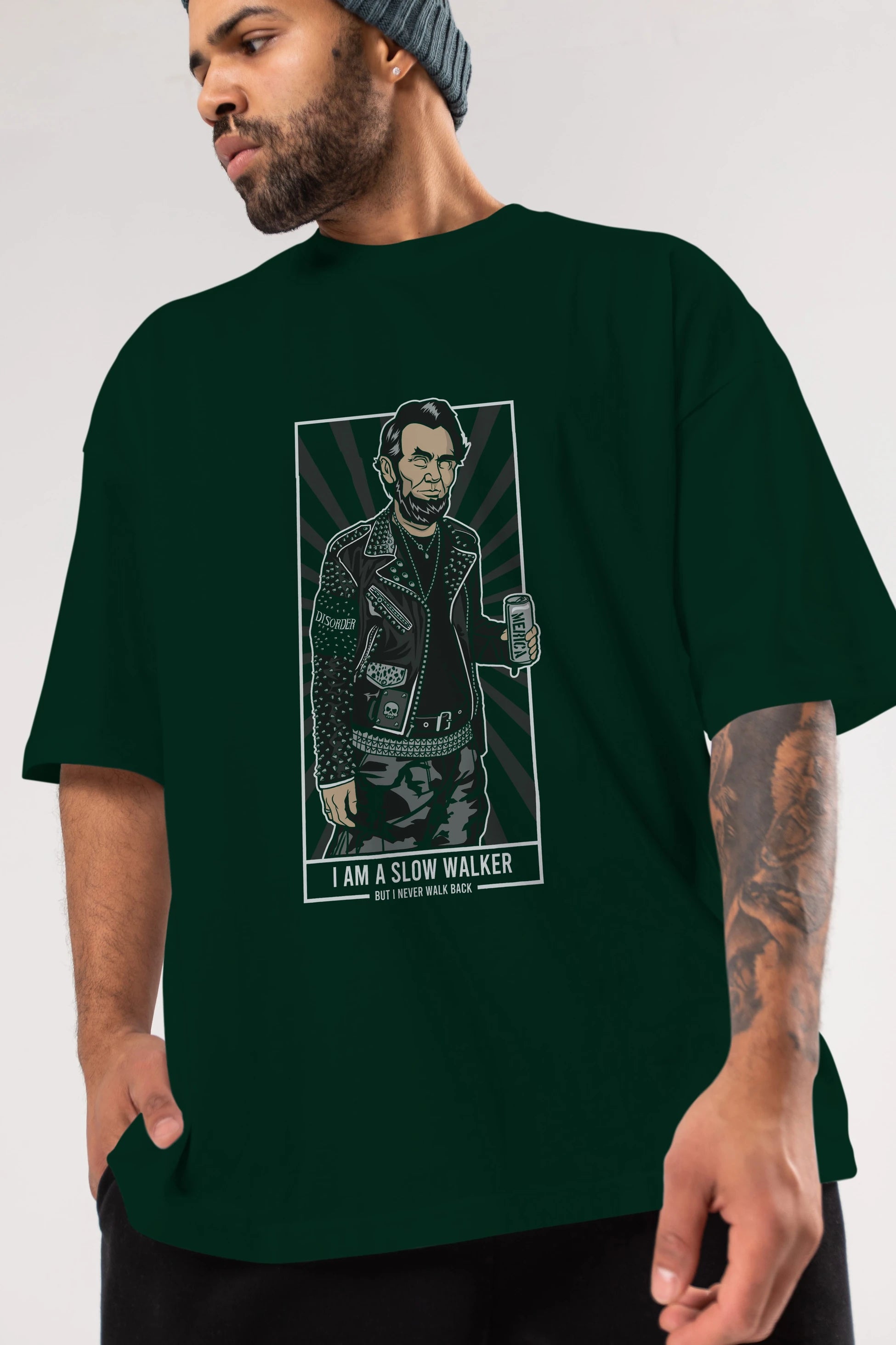 Lincoln Street Punk Ön Baskılı Oversize t-shirt Erkek Kadın Unisex %100 Pamuk tişort