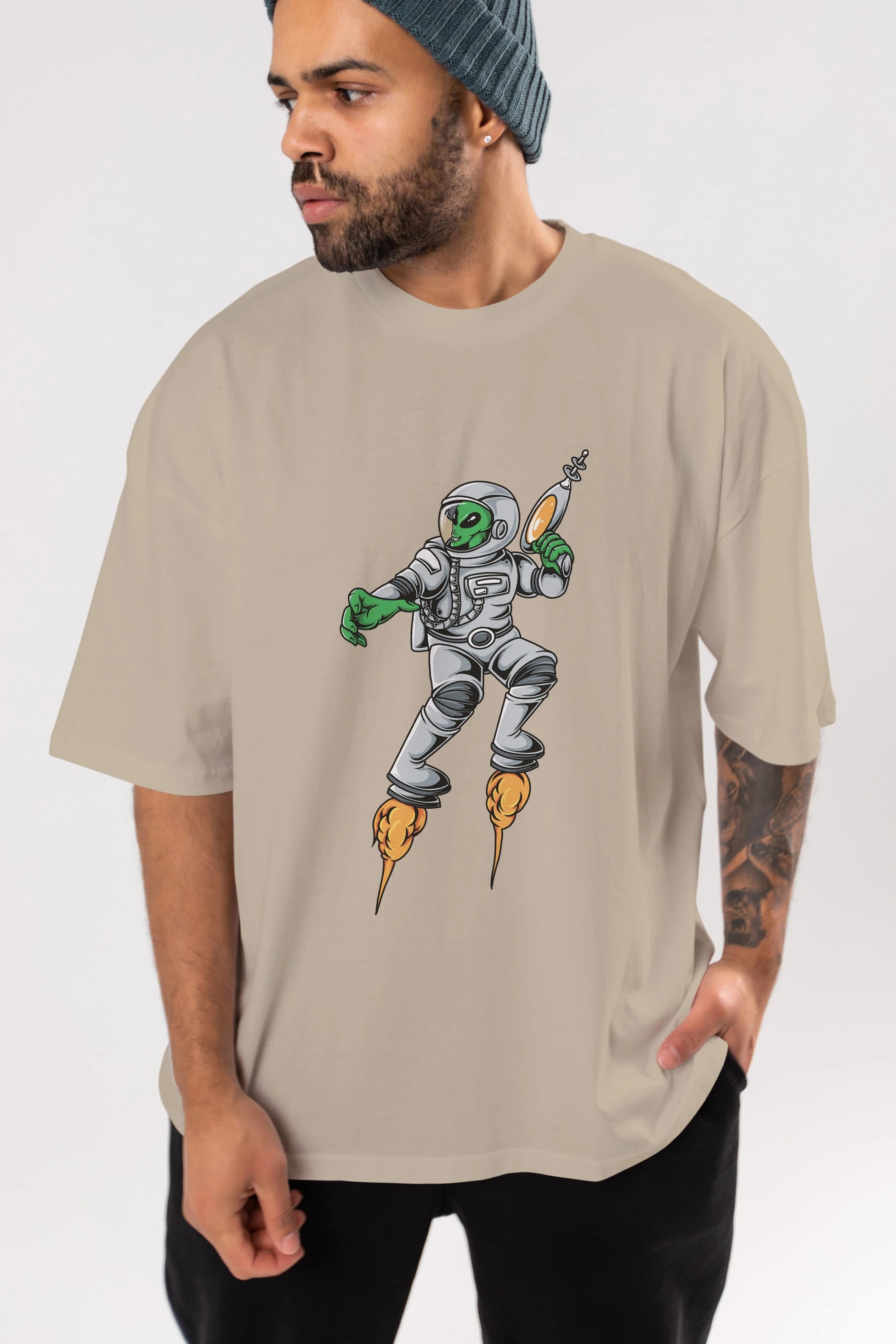 Alien Wars Ön Baskılı Oversize t-shirt Erkek Kadın Unisex