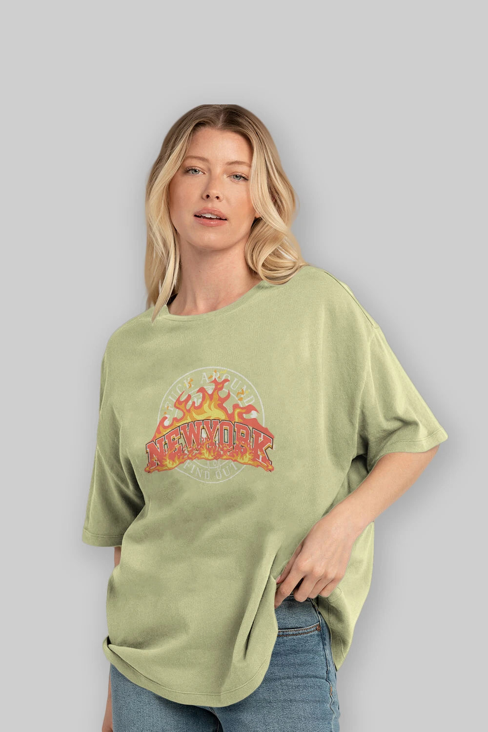 Newyork Style Ön Baskılı Oversize t-shirt Erkek Kadın Unisex