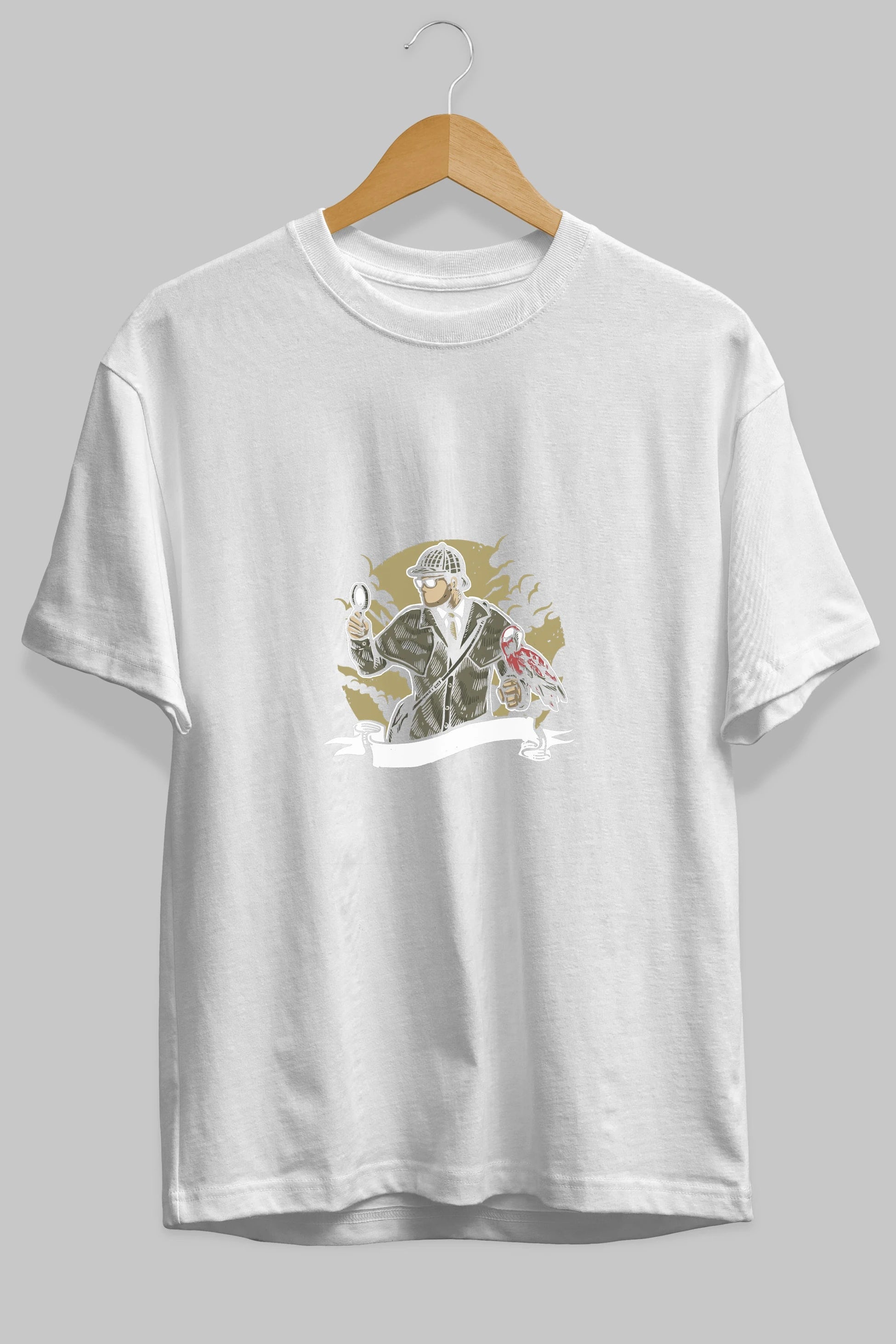 Sherlock Holmes Ön Baskılı Oversize t-shirt Erkek Kadın Unisex %100 Pamuk tişort