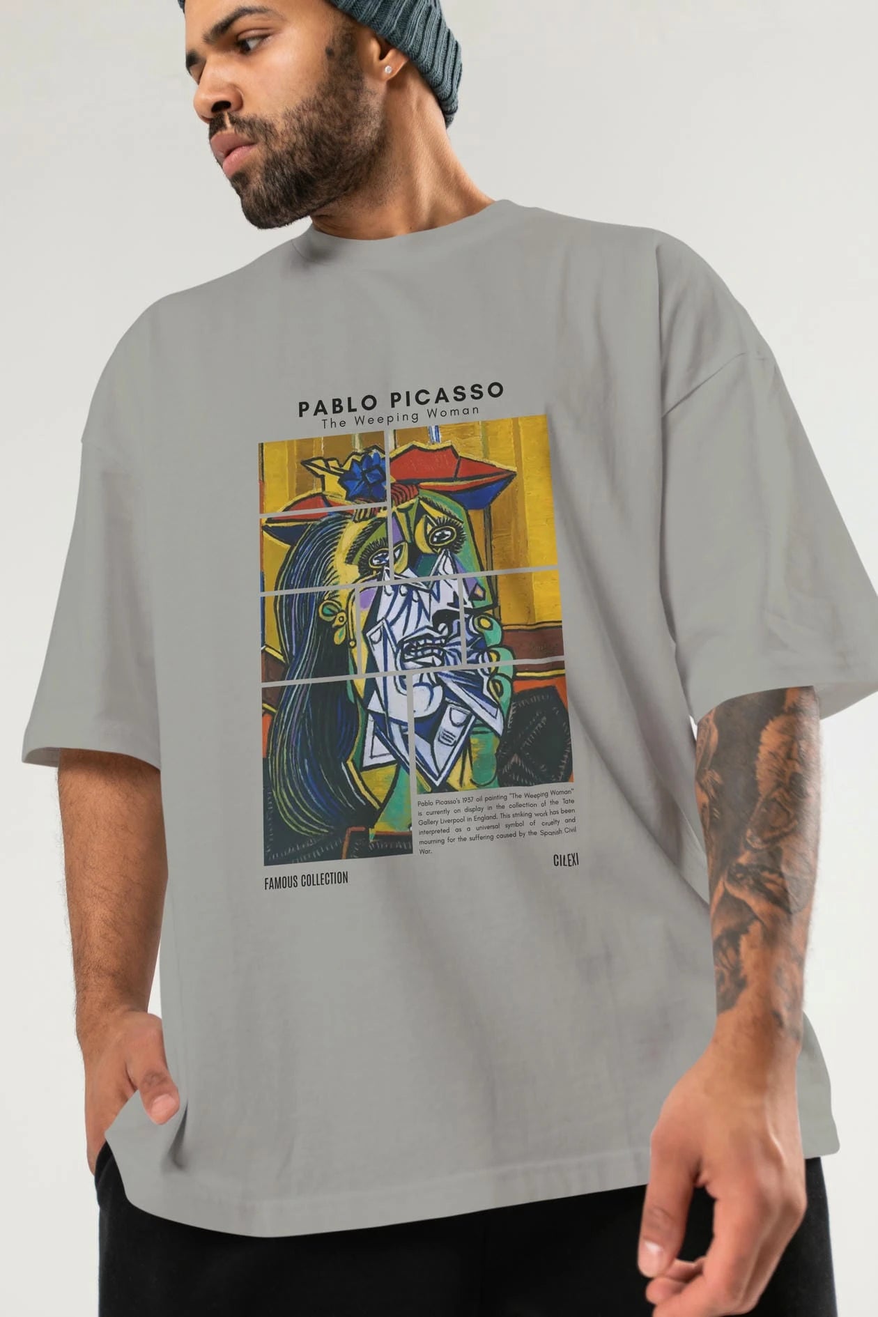 Pablo Picasso ön Baskılı Oversize t-shirt Erkek Kadın Bisiklet Yaka Pamuk tişort