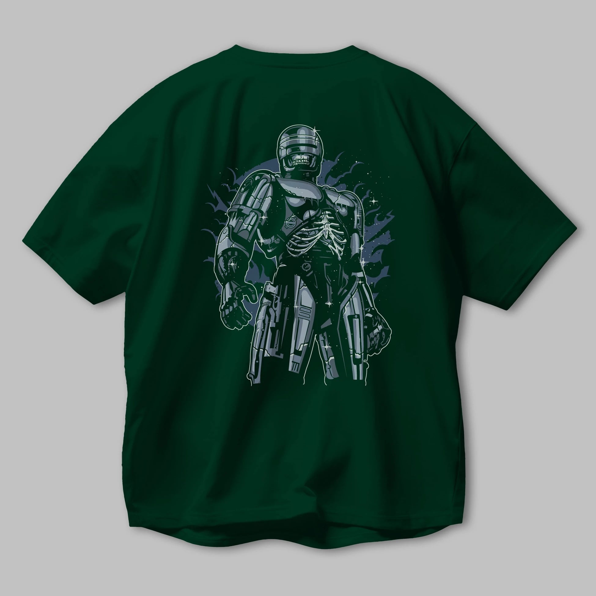 Roboskull Arka Baskılı Oversize t-shirt Erkek Kadın Unisex %100 Pamuk