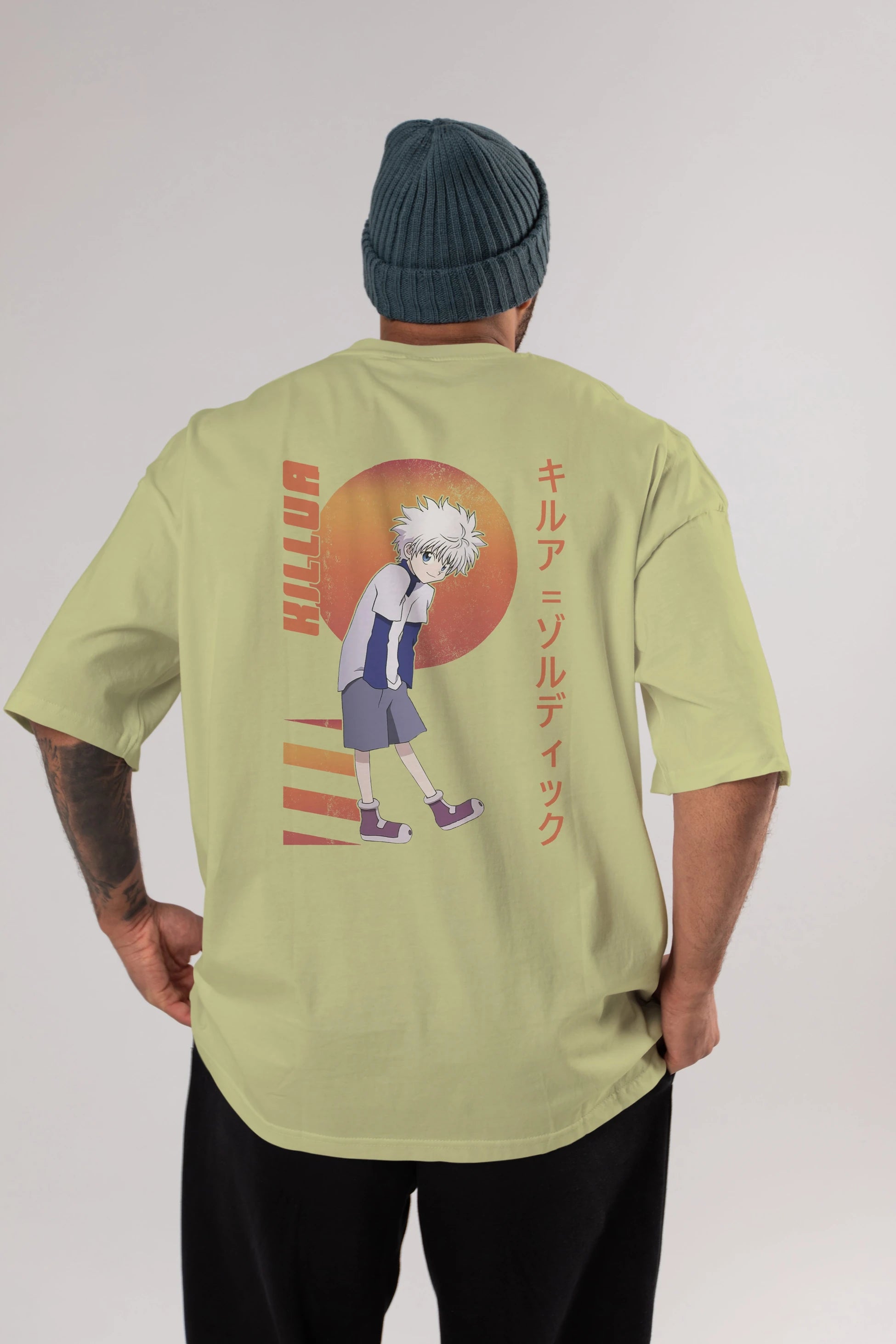 Killua Zoldyck 5 2 Anime Arka Baskılı Oversize t-shirt Erkek Kadın Unisex