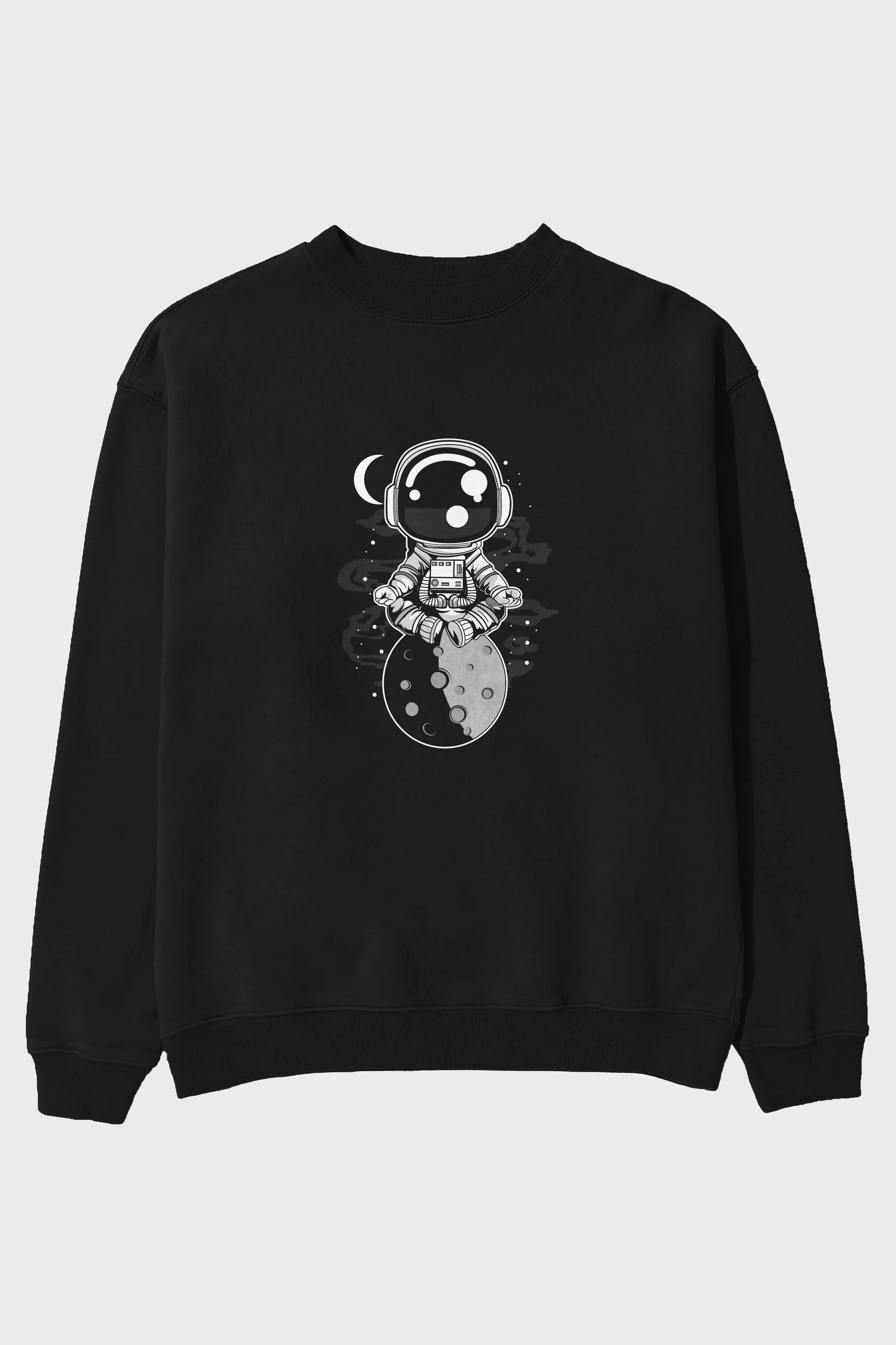 Astronaut Yoga Ön Baskılı Oversize Sweatshirt Erkek Kadın Unisex