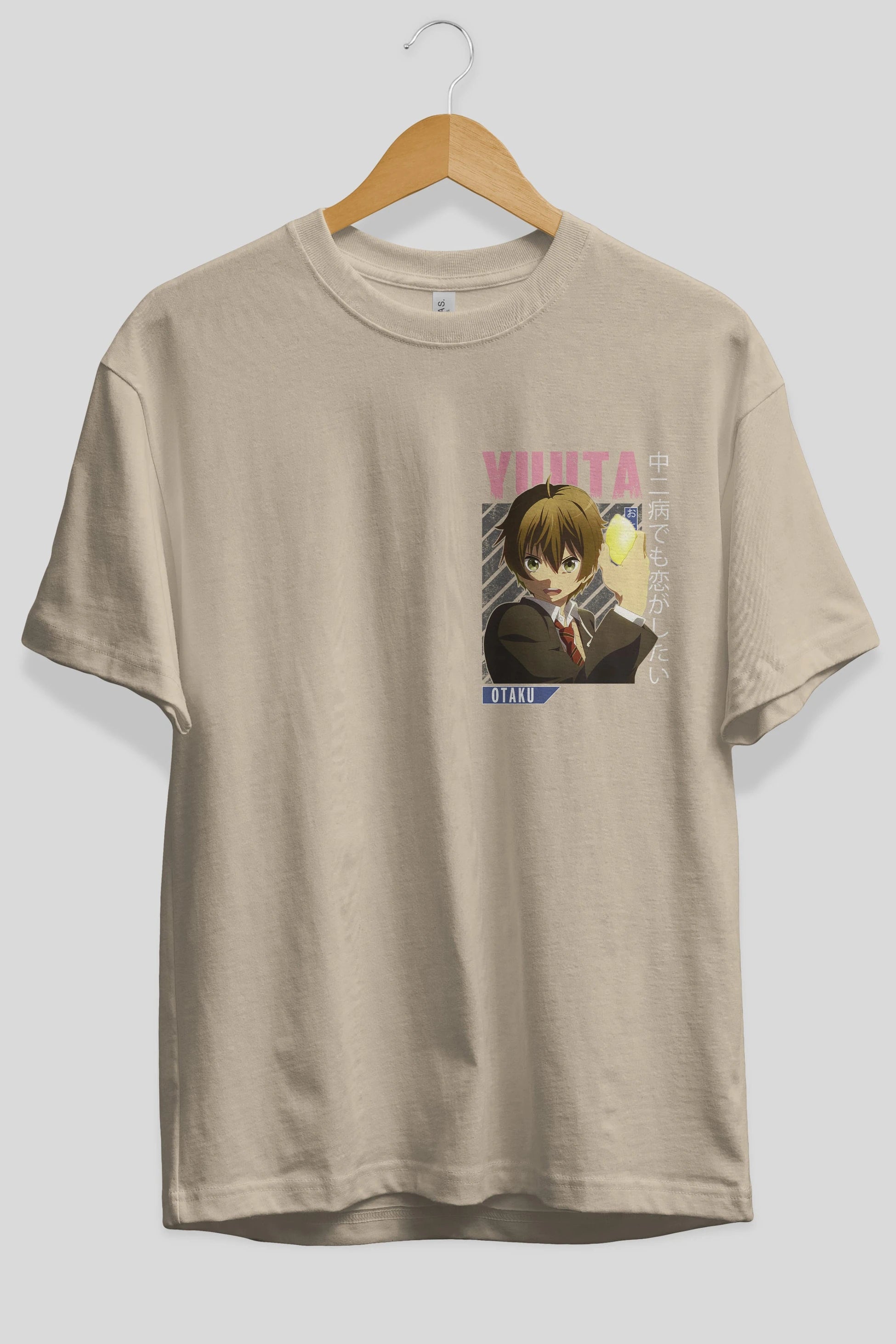 Yuuta Togashi 2 Ön Sol Baskılı Oversize t-shirt Erkek Kadın Unisex %100 Pamuk Bisiklet Yaka tişort