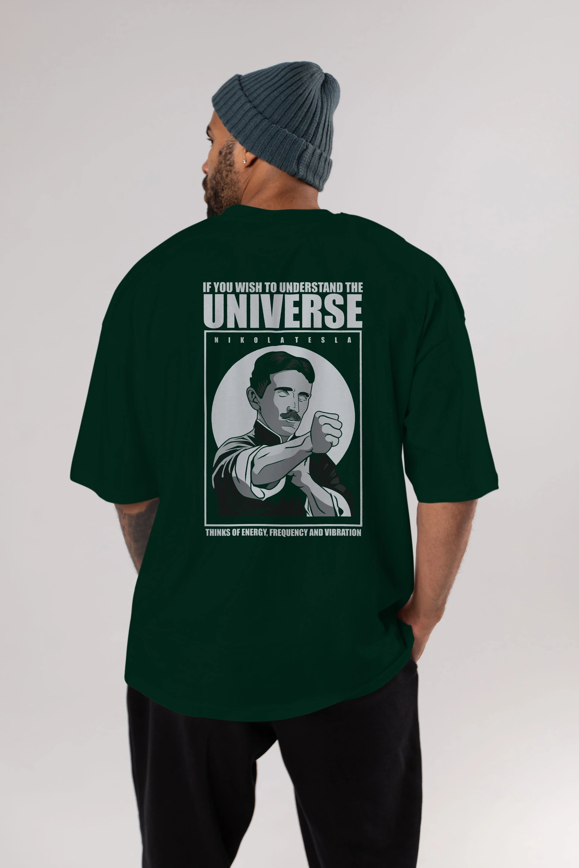Nicola Tesla Ip Man Arka Baskılı Oversize t-shirt Erkek Kadın Unisex %100 Pamuk tişort