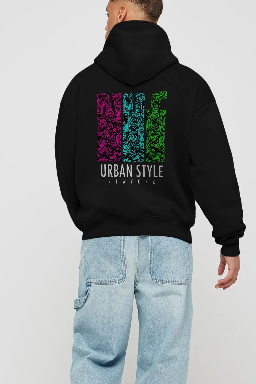 Urban Style Newyork Arka Baskılı Hoodie Oversize Kapüşonlu Sweatshirt Erkek Kadın Unisex
