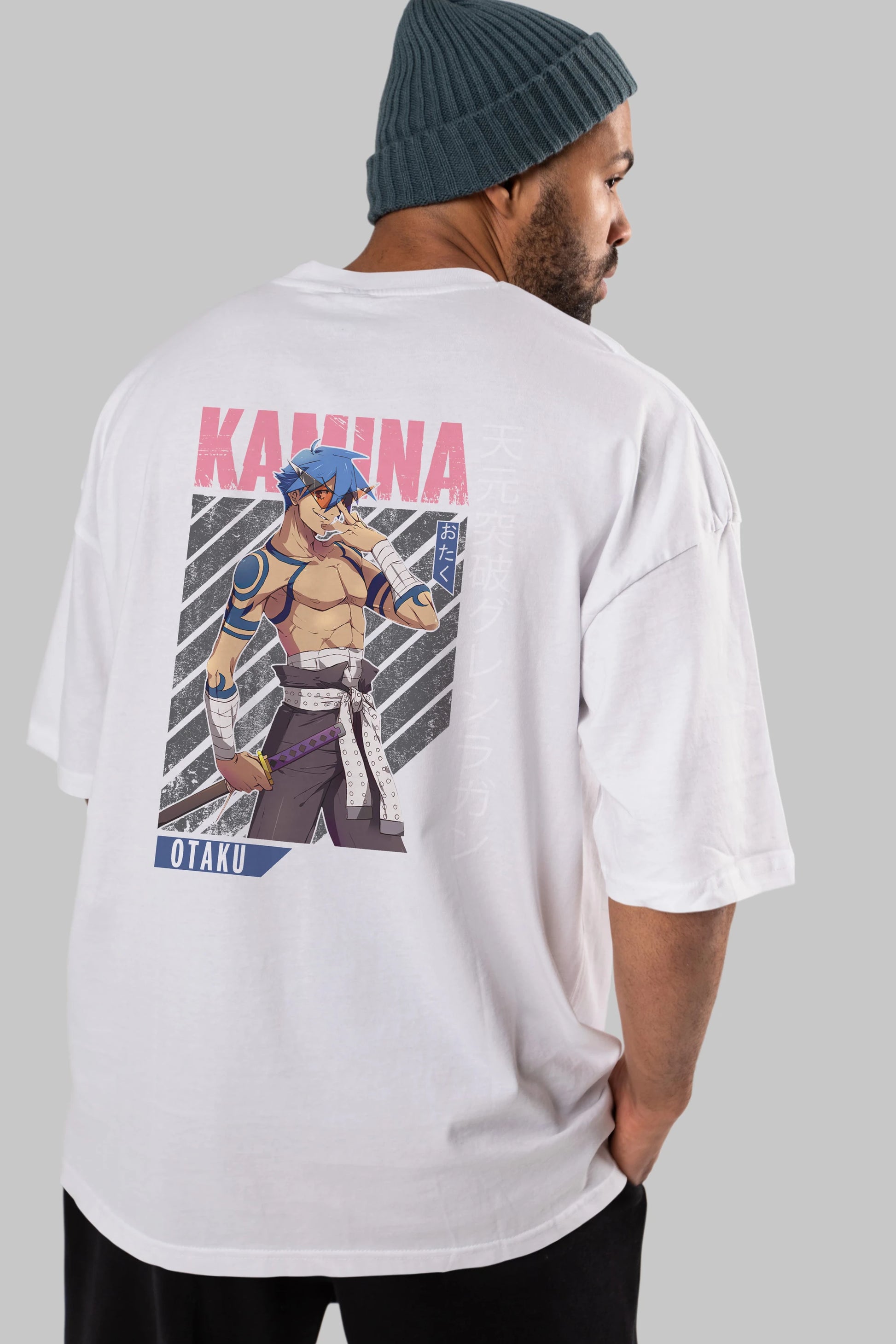 Kamina 5 Anime Arka Baskılı Oversize t-shirt Erkek Kadın Unisex
