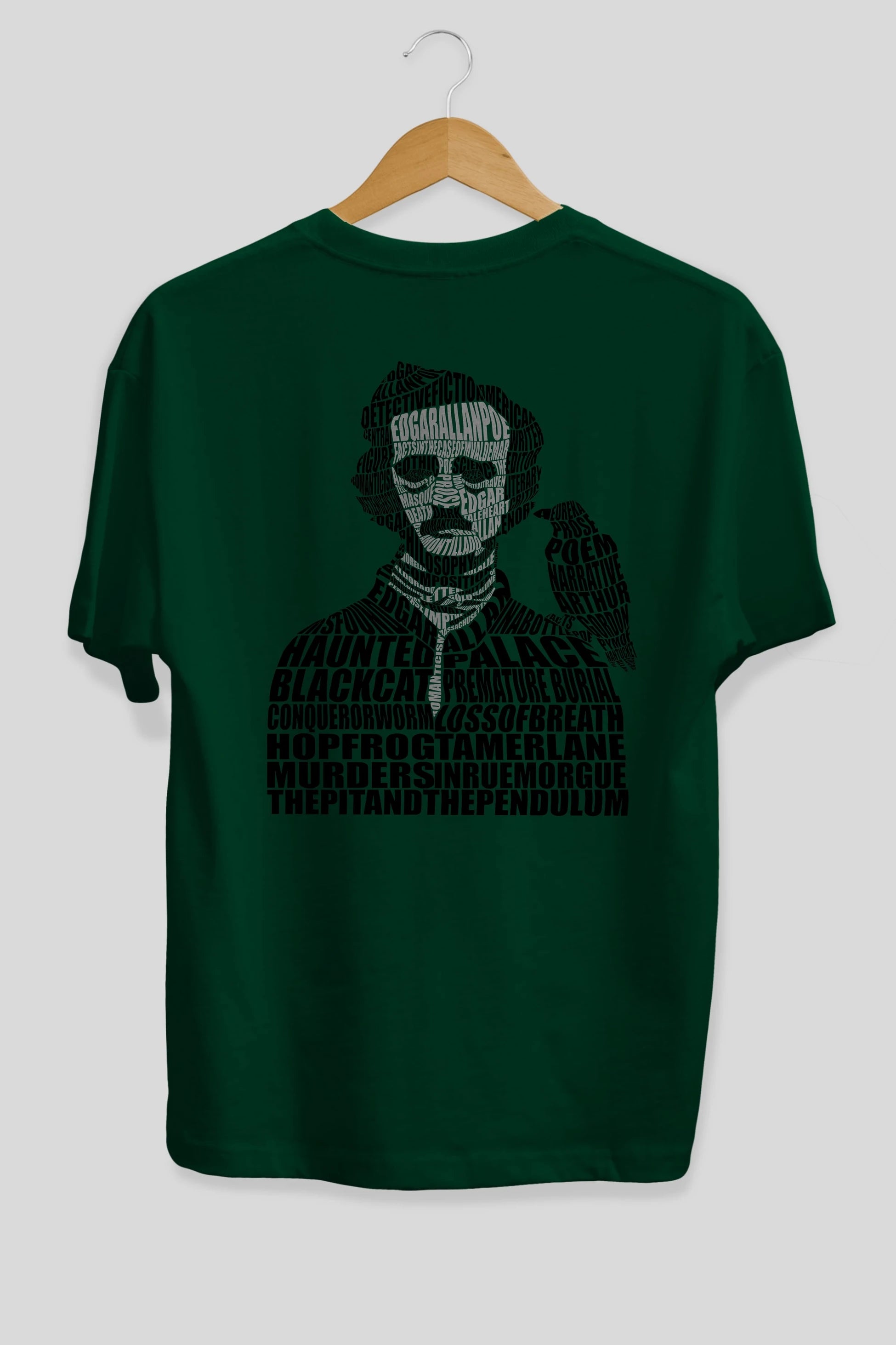 Edgar Alan Poe Calligram Arka Baskılı Oversize t-shirt %100 pamuk Erkek Kadın Unisex