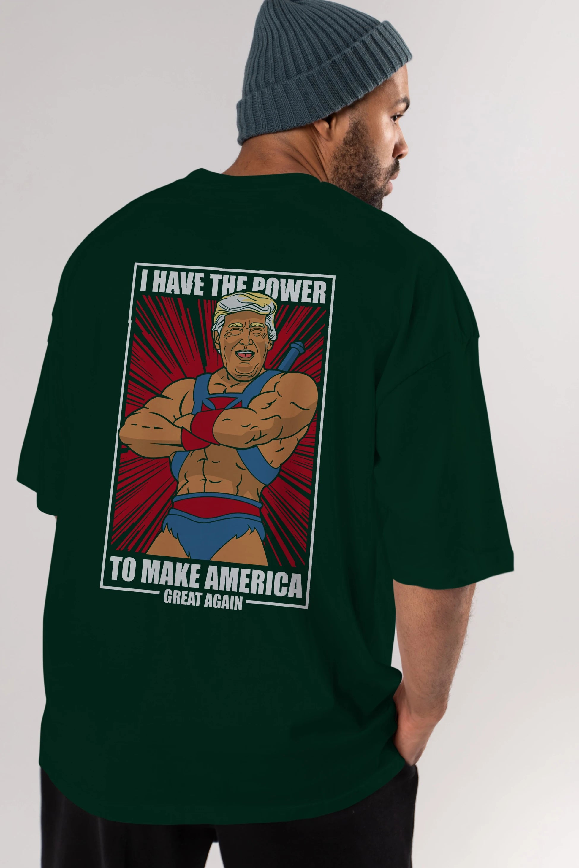 Trump Heman Arka Baskılı Oversize t-shirt Erkek Kadın Unisex %100 Pamuk tişort