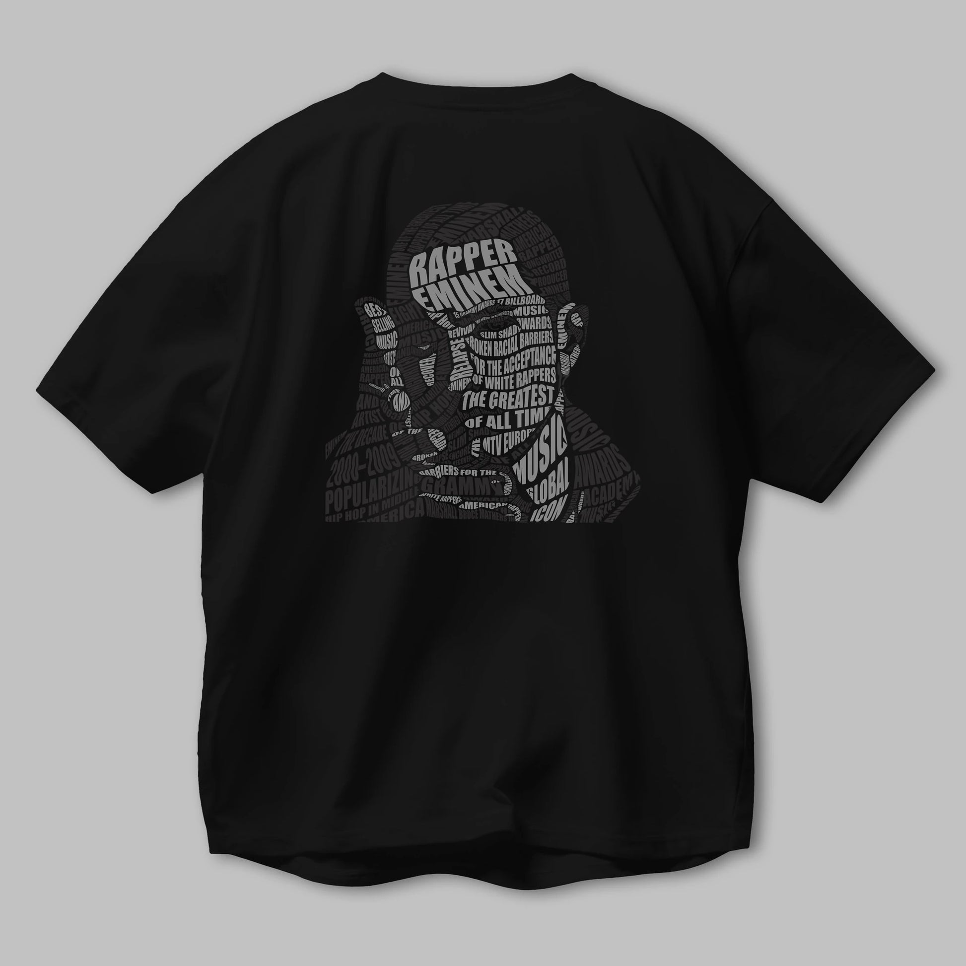 Eminem Calligram Arka Baskılı Oversize t-shirt %100 pamuk Erkek Kadın Unisex