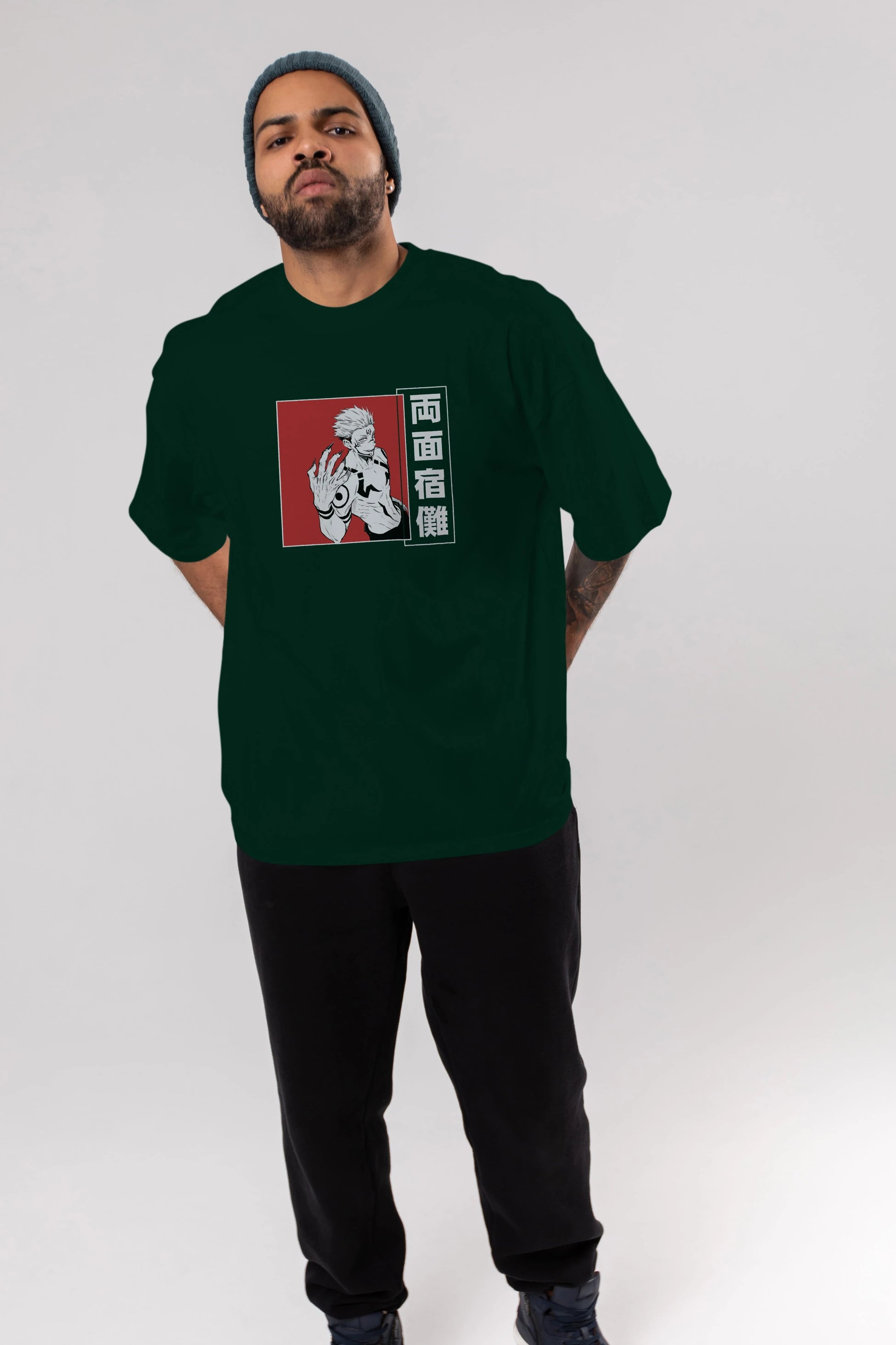 Sukuna Ryoumen 2 Anime Ön Baskılı Oversize t-shirt %100 pamuk Erkek Kadın Unisex