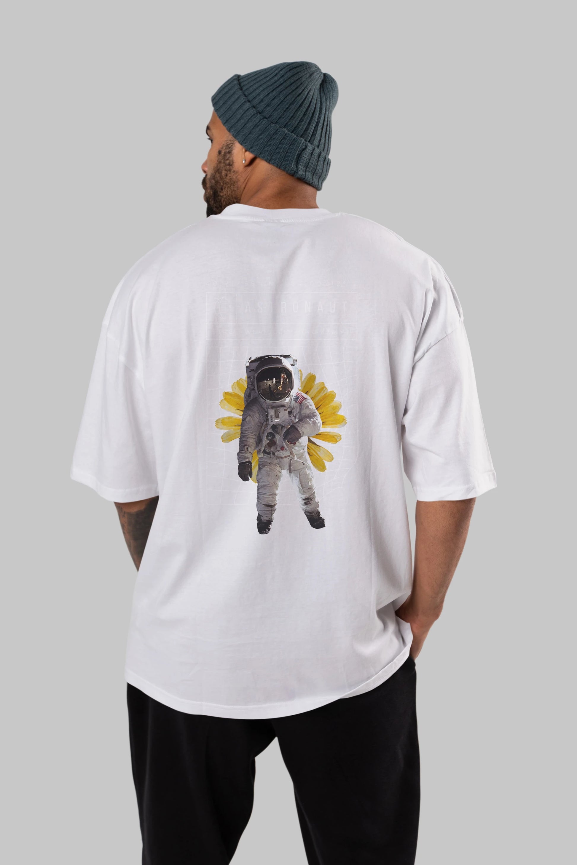 Astronaut Streetwear Arka Baskılı Oversize t-shirt Erkek Kadın Unisex