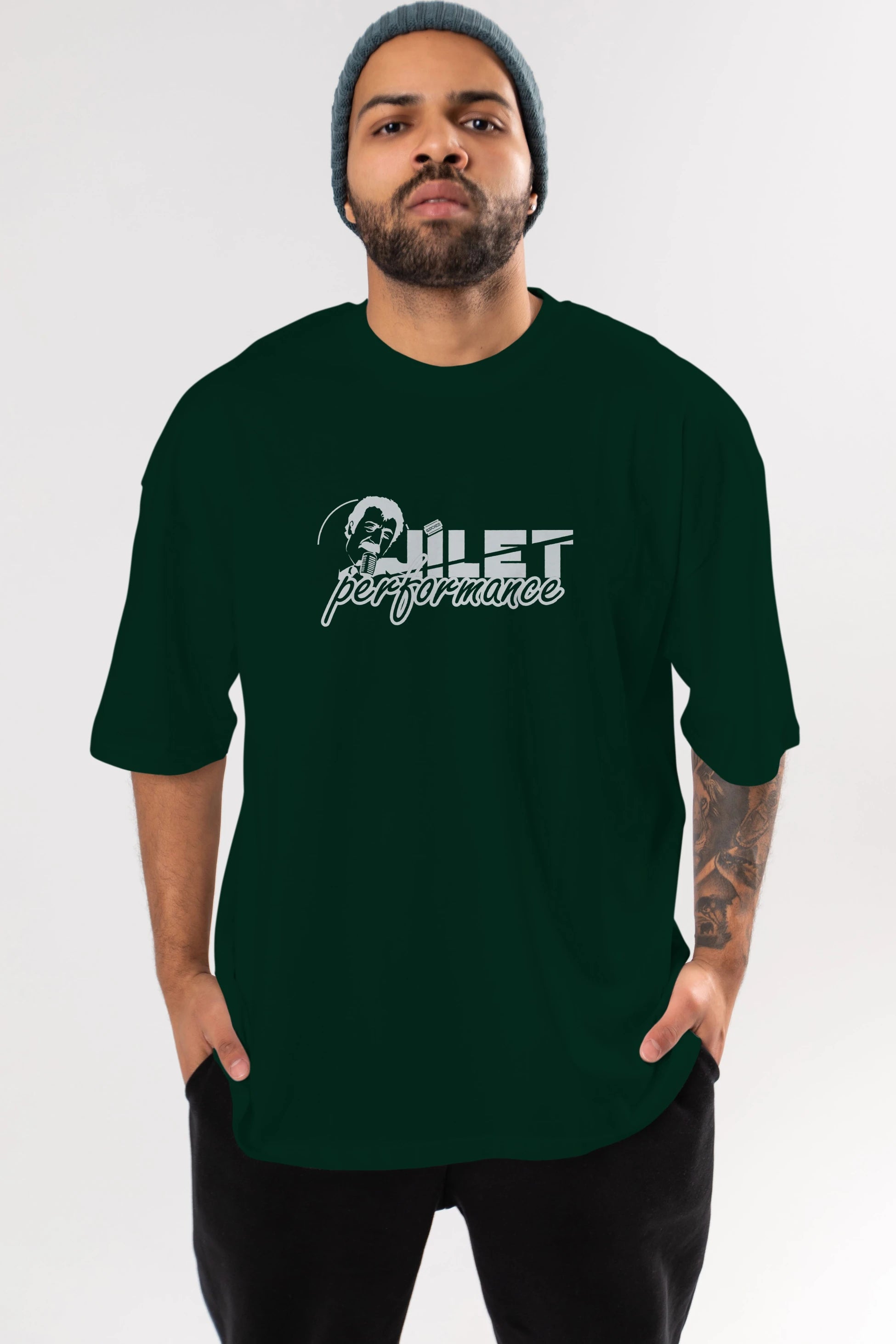 Jilet Performance Ön Baskılı Oversize t-shirt %100 pamuk Erkek Kadın Unisex