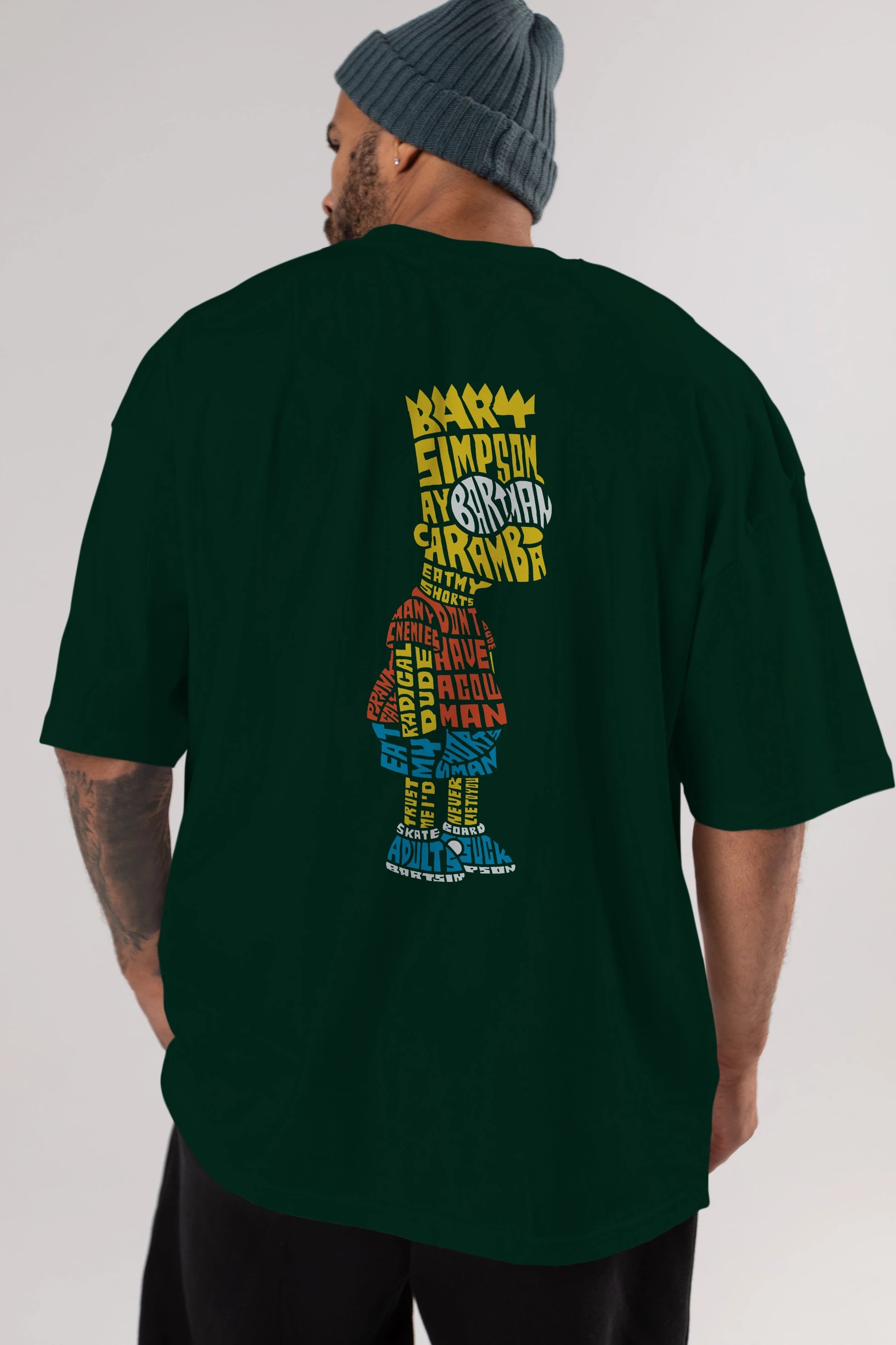 Bart Simpson Arka Baskılı Oversize t-shirt %100 pamuk Erkek Kadın Unisex