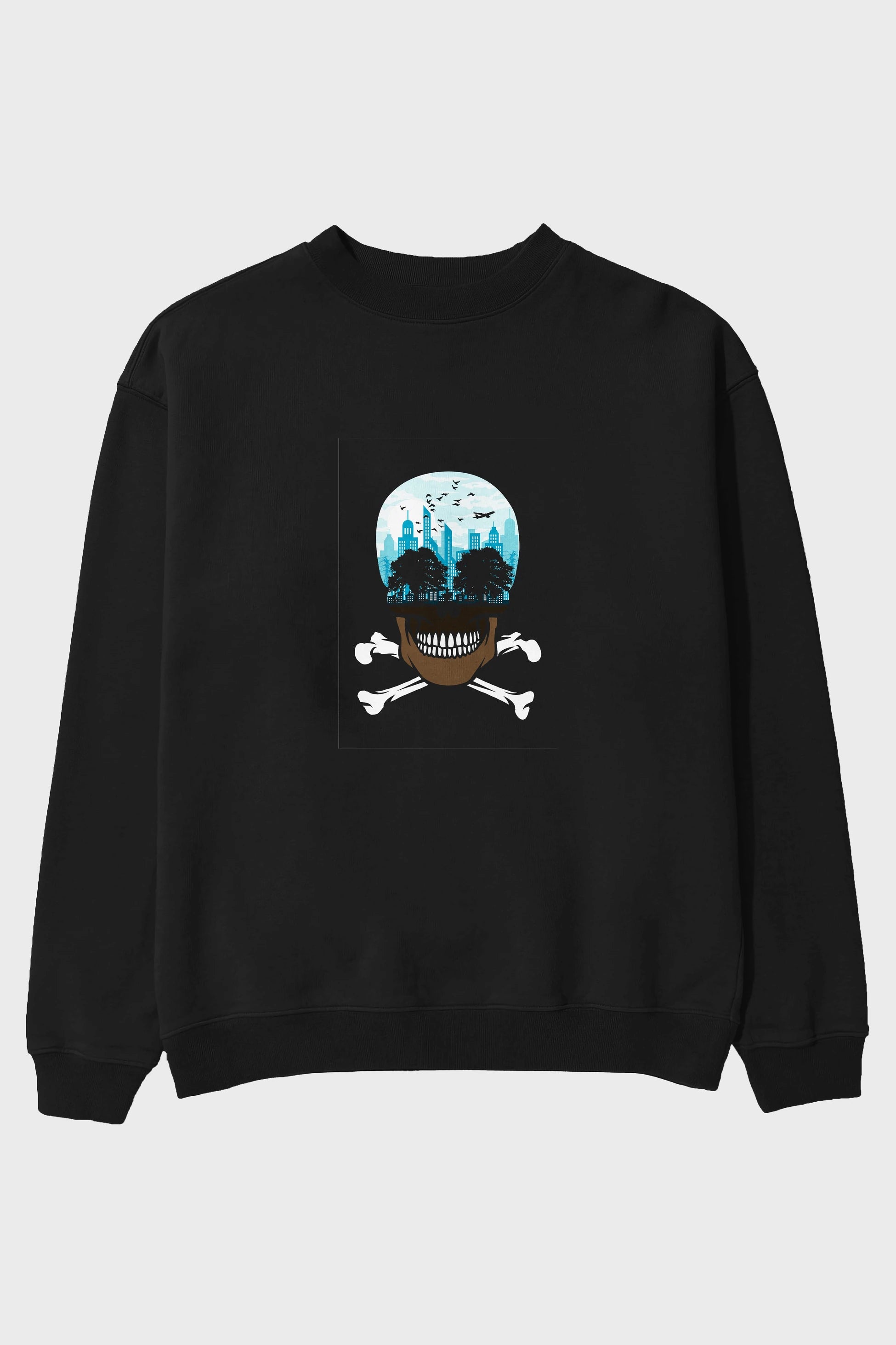 Death City Ön Baskılı Oversize Sweatshirt Erkek Kadın Unisex