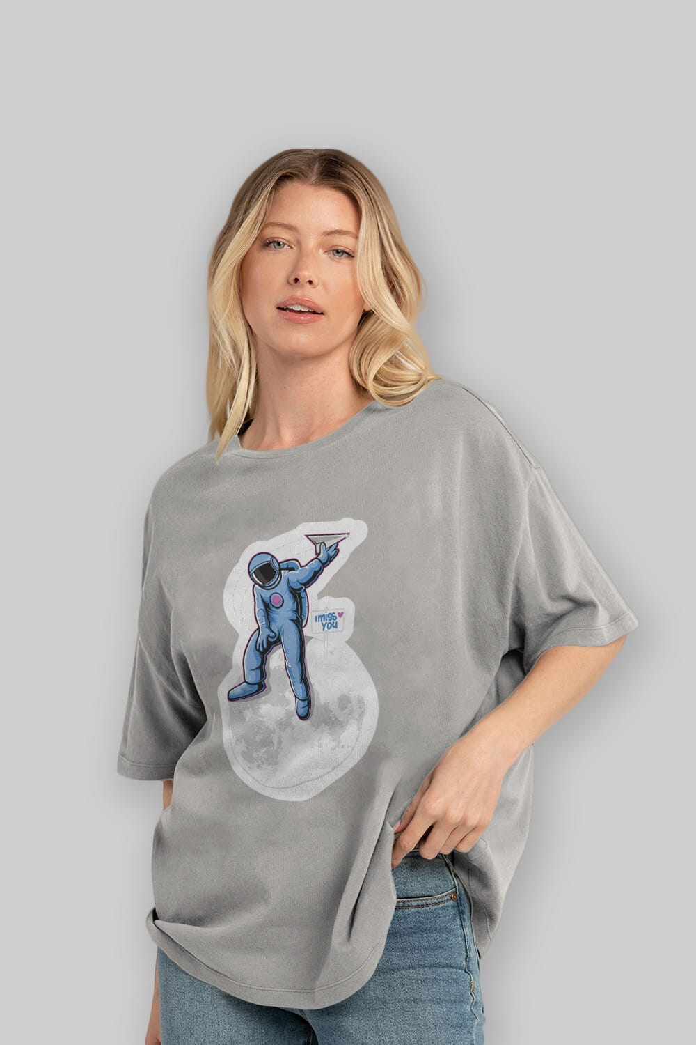 Astro Missing Earth Sticker Ön Baskılı Oversize t-shirt Erkek Kadın Unisex