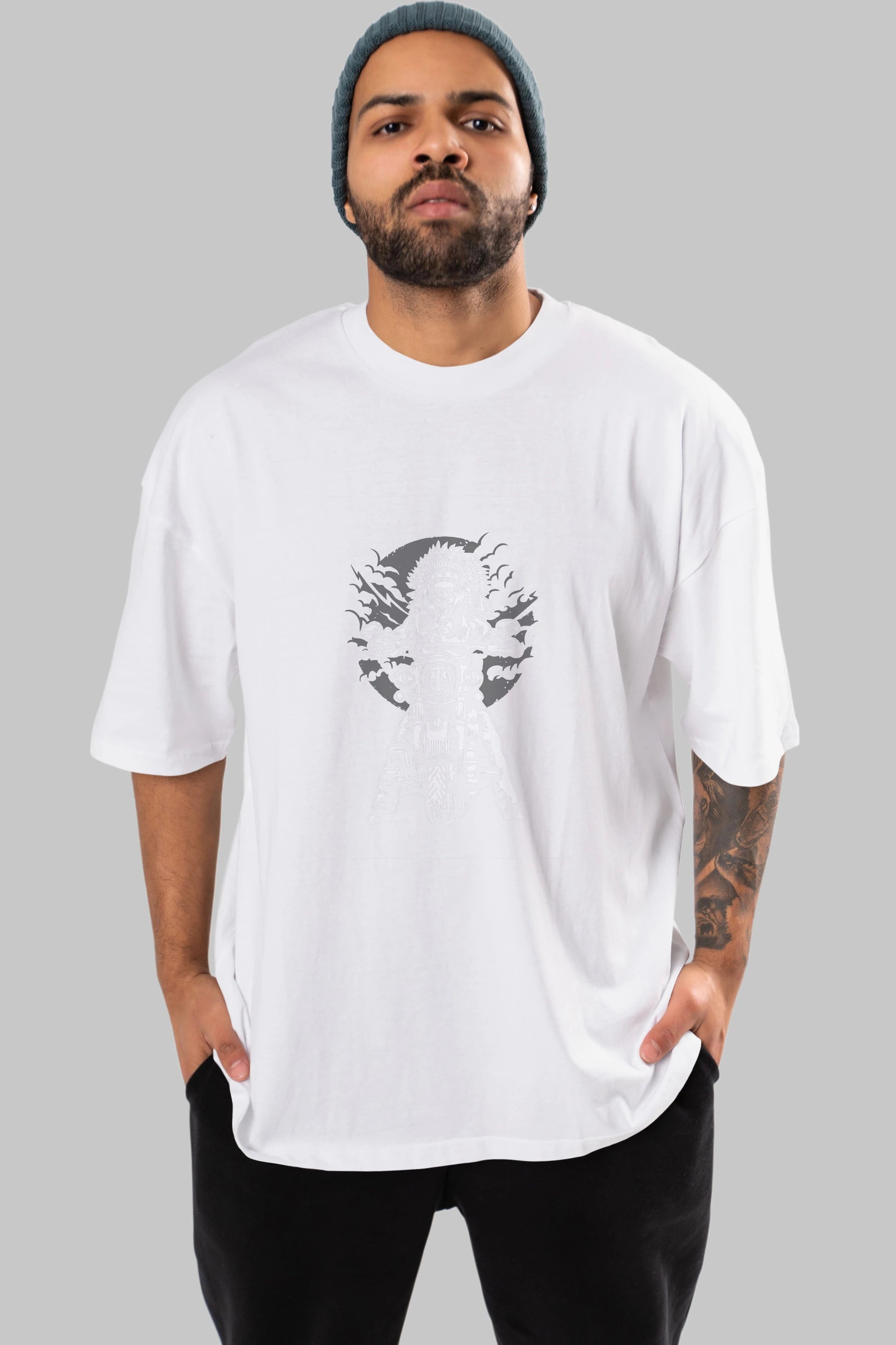 Indian Chief Motorcycle Ön Baskılı Oversize t-shirt Erkek Kadın Unisex %100 Pamuk tişort