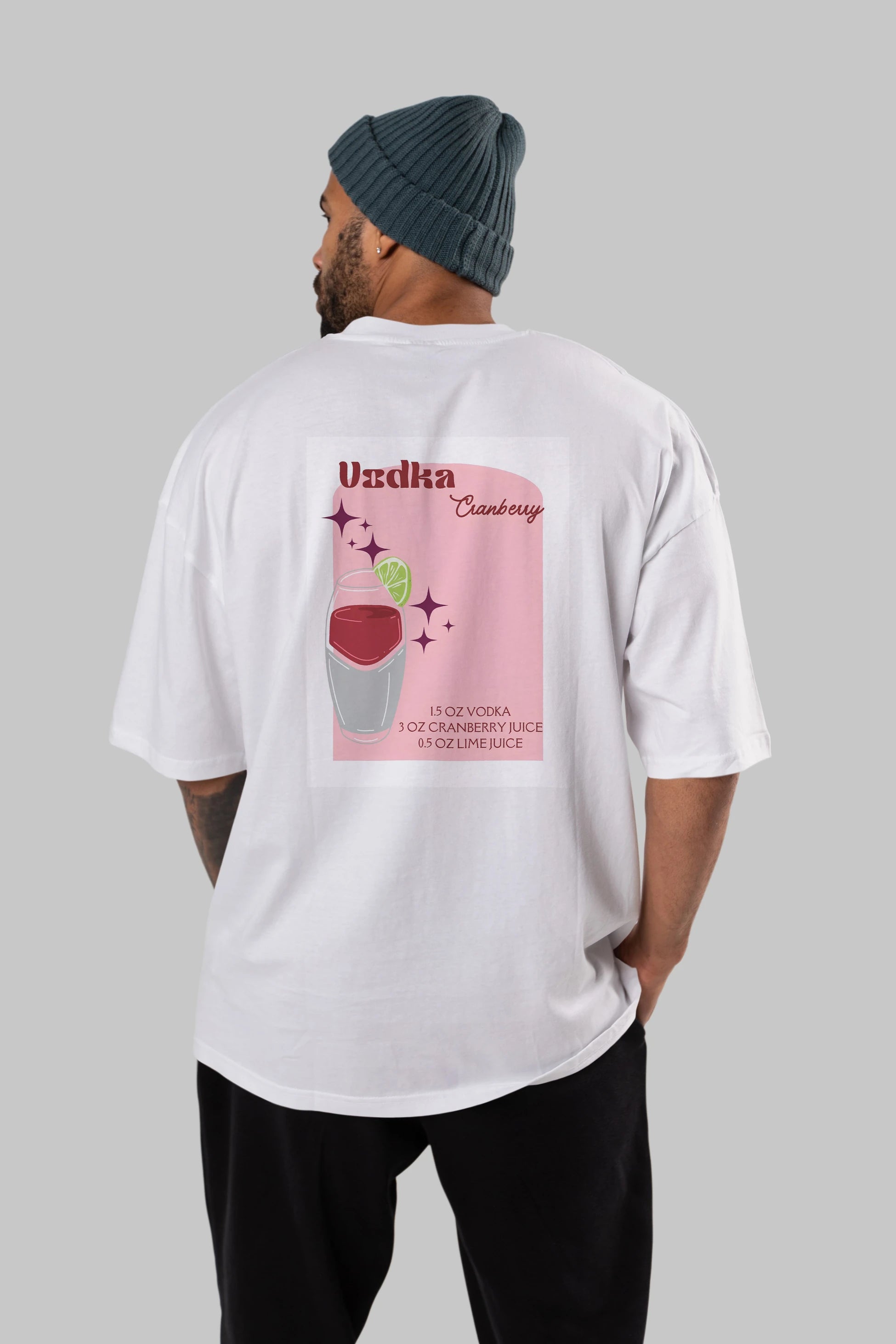 Vodka Cranberry 2 Arka Baskılı Oversize t-shirt Erkek Kadın Unisex %100 Pamuk Bisiklet Yaka tişort