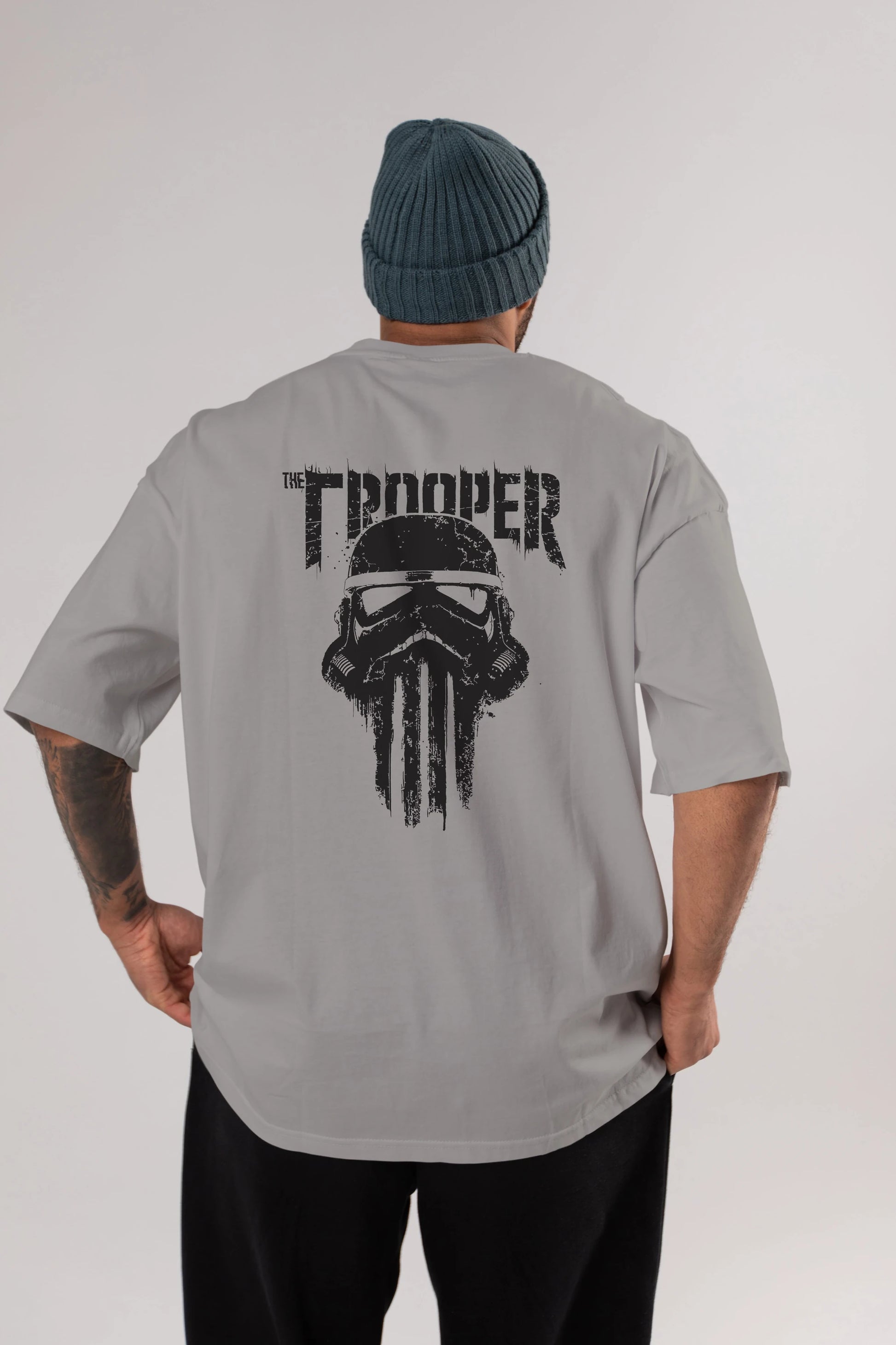 The Trooper Arka Baskılı Oversize t-shirt Erkek Kadın Unisex %100 Pamuk Bisiklet Yaka tişort