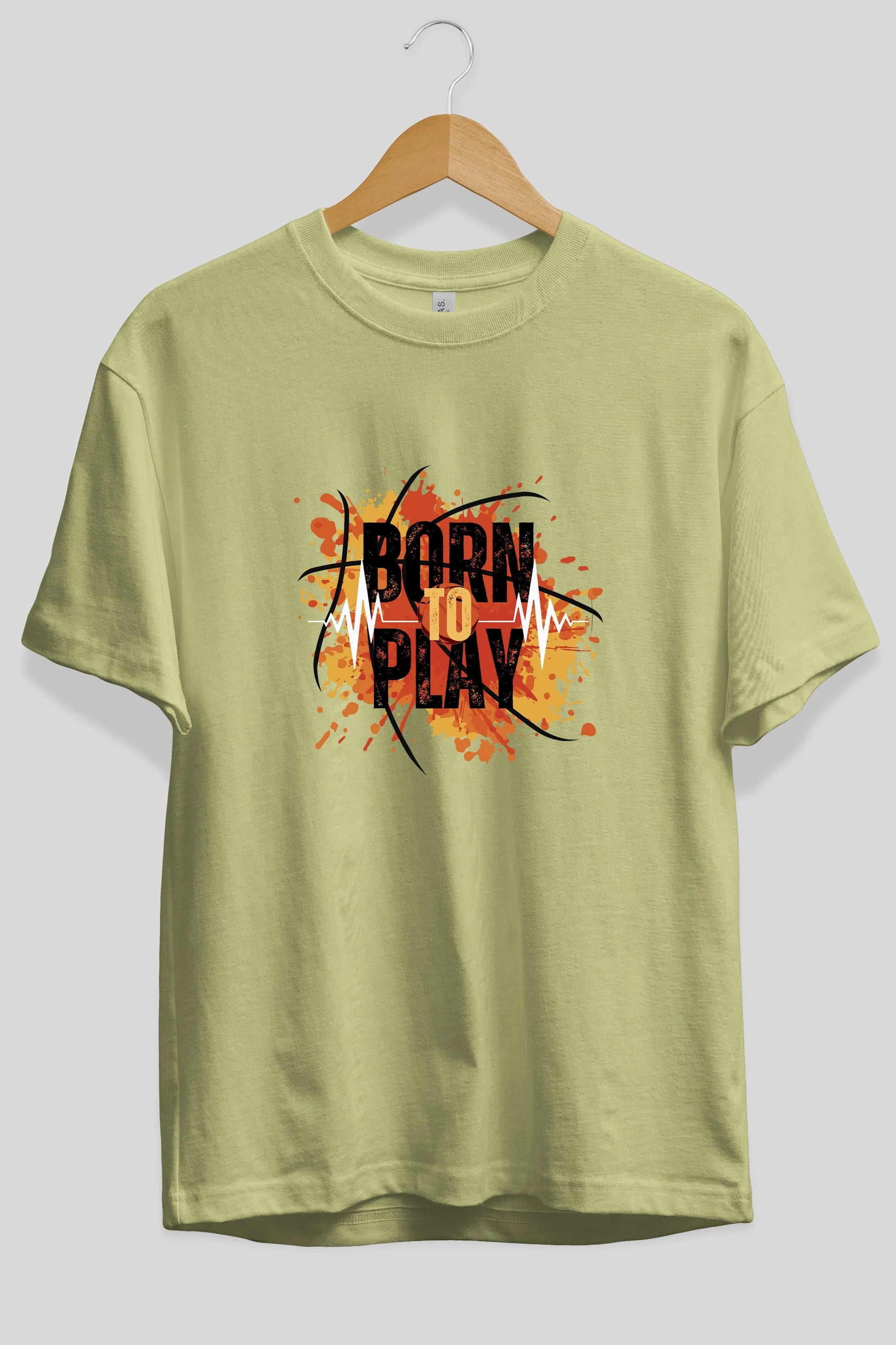 Born to Play Yazılı Ön Baskılı Oversize t-shirt Erkek Kadın Unisex
